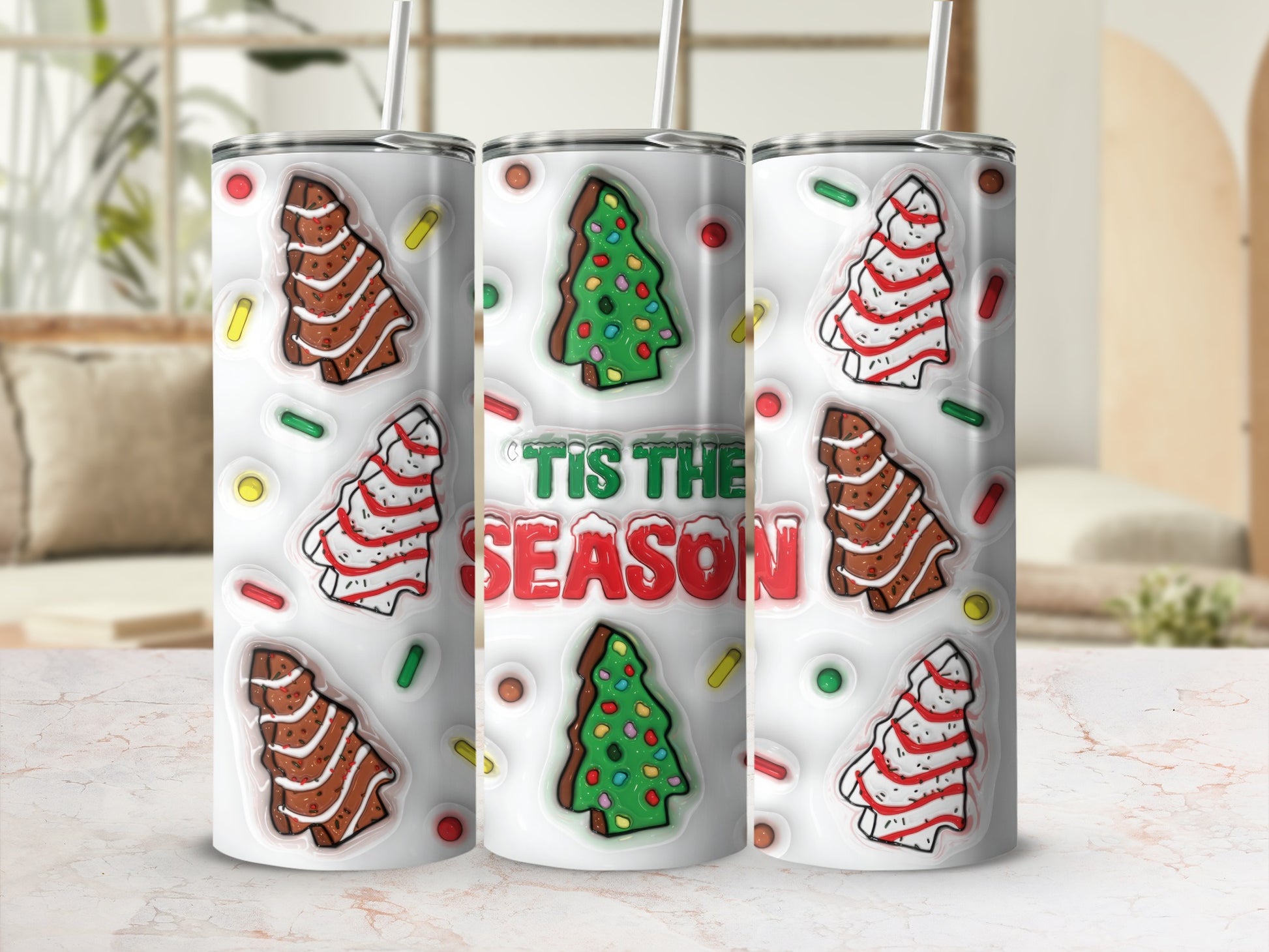 Tis The Season Christmas Tree Graphic Tumbler