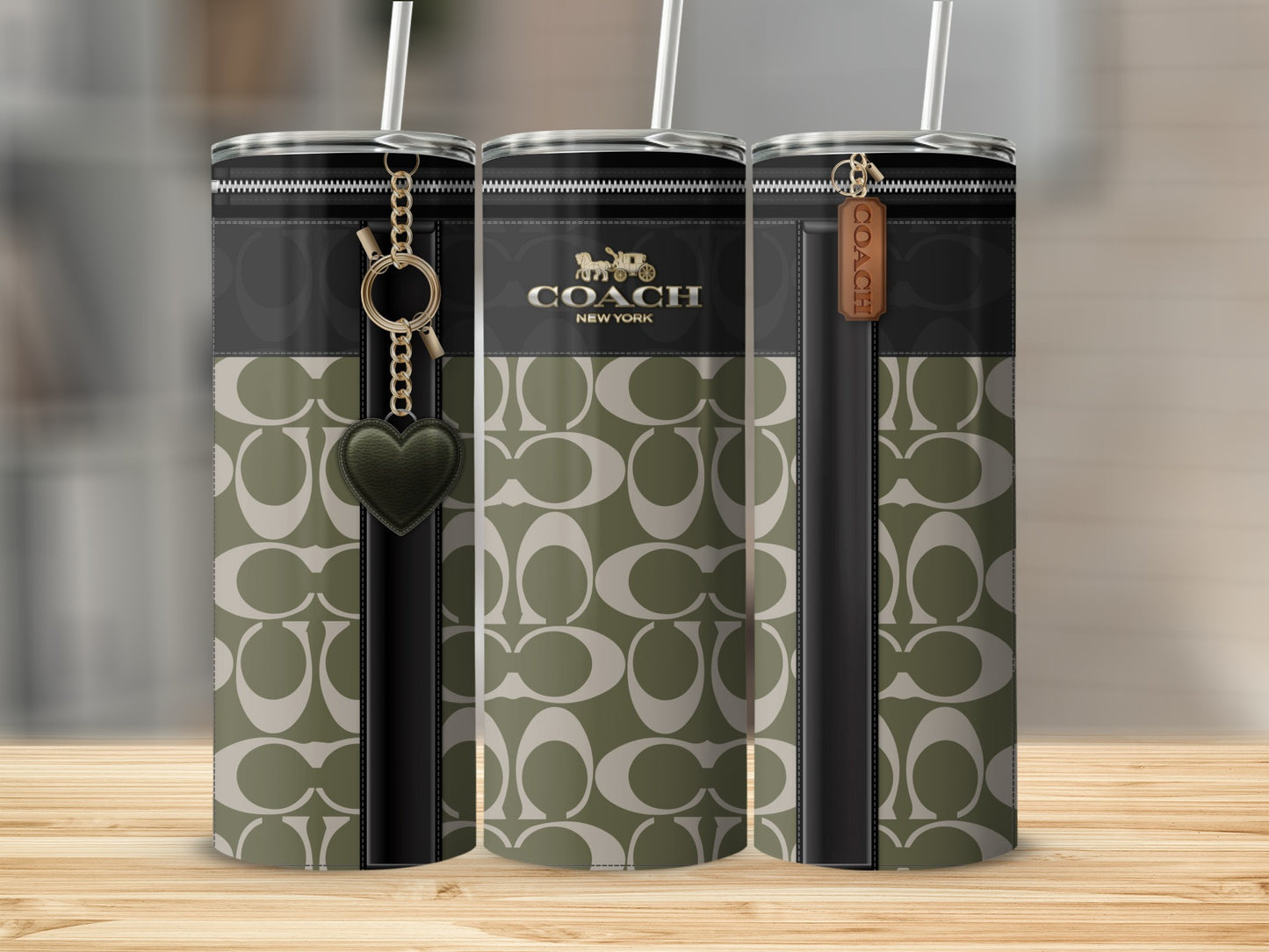 Stylish Coach New York Logo Tumbler with Heart Charm