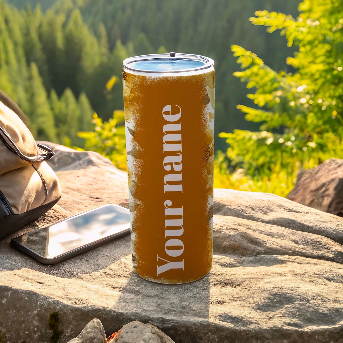 Customizable Yellow Your Name Travel Mug