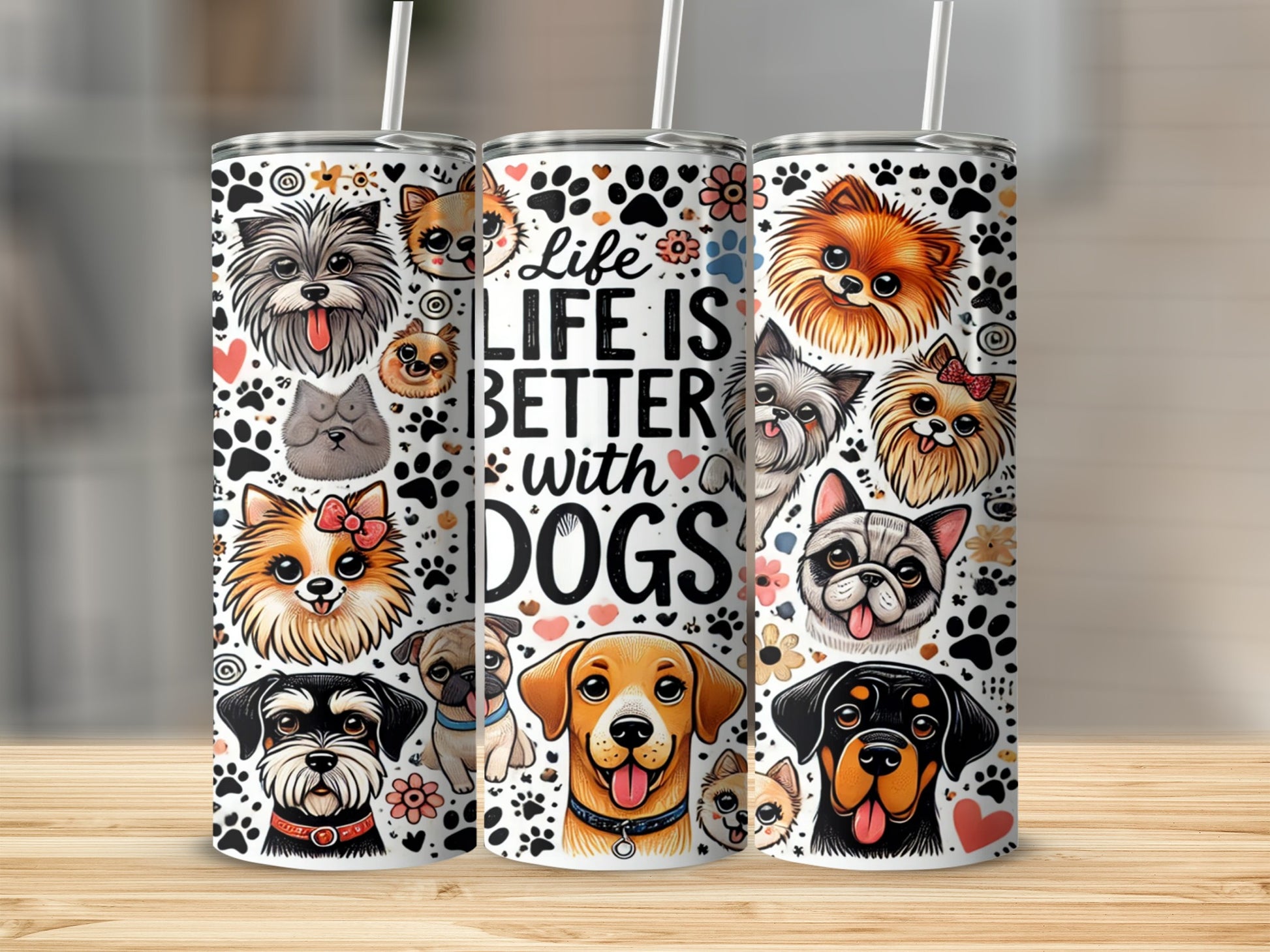 Life is Better with Dogs Cute Canine-Themed Tumbler