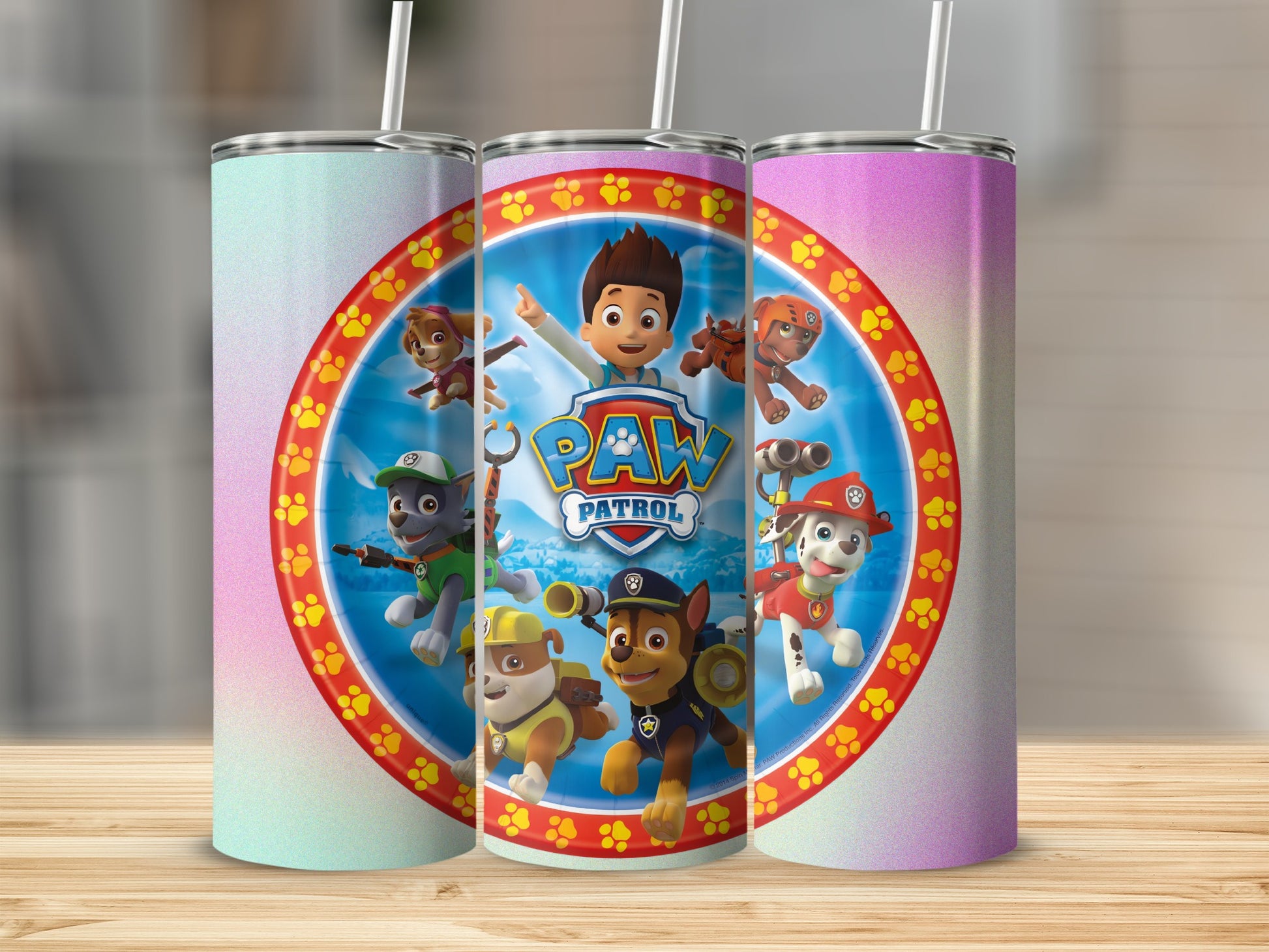 Paw Patrol Design Stainless Steel Tumbler with Straw