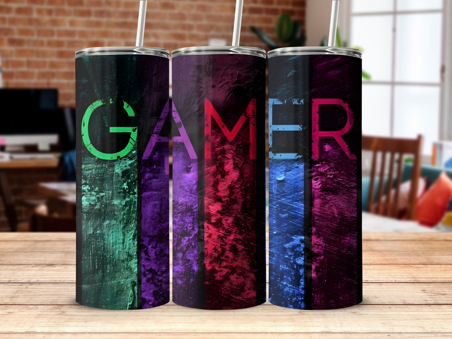 Colorful Vibrant GAMER Drink Tumblers for Gamers