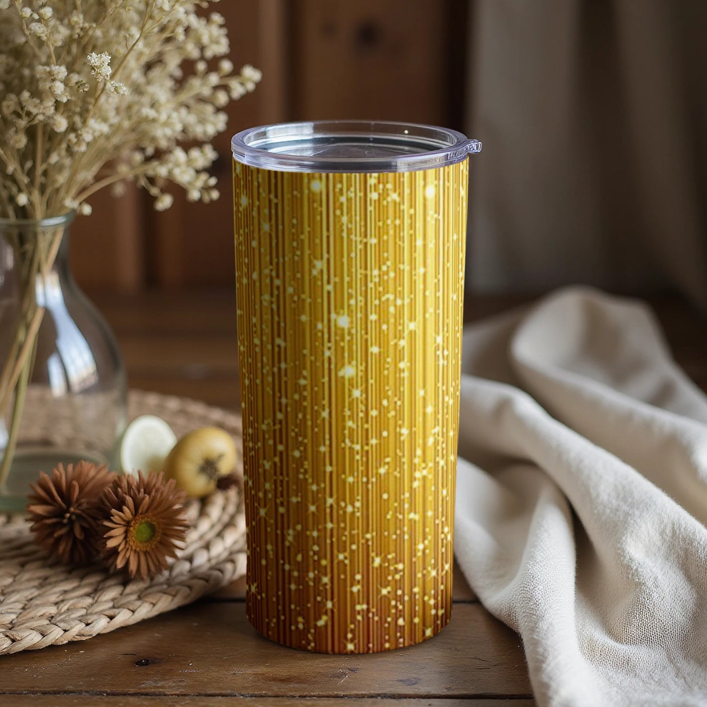 Elegant Gold Vertical Stripe Pattern Tumbler Product