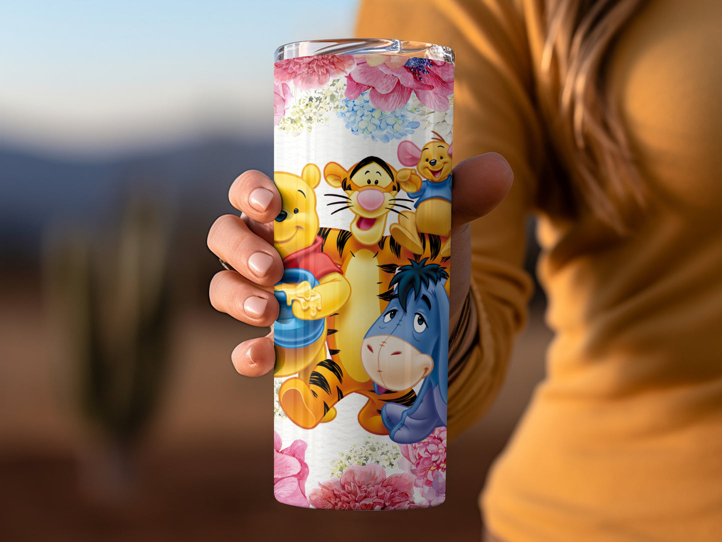 Winnie The Pooh And Friends With Flowers Design Tumblers