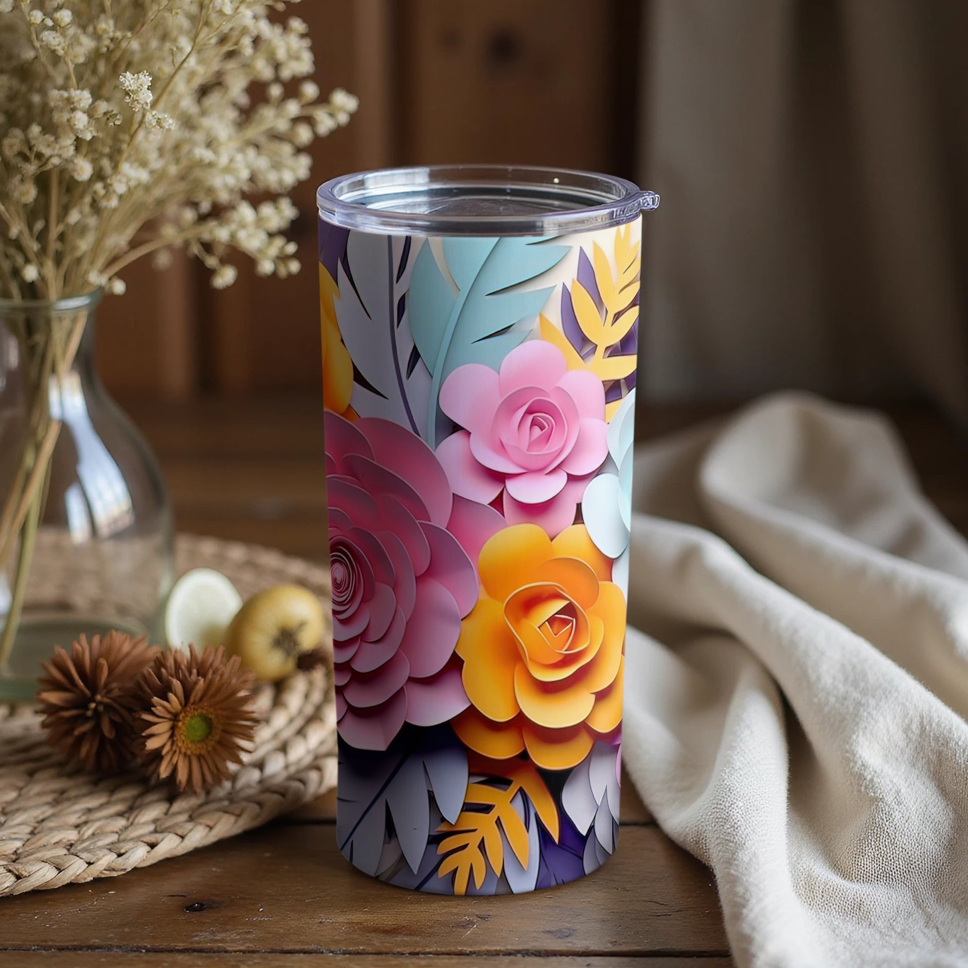 Colorful Flower Design Insulated Tumbler Product