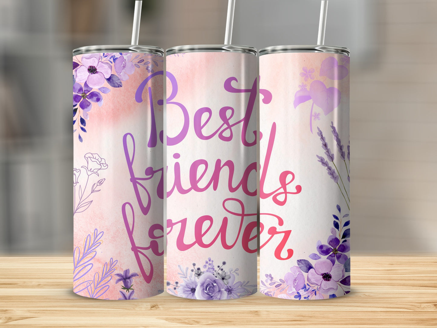 Best Friends Forever Floral Design Drinkware