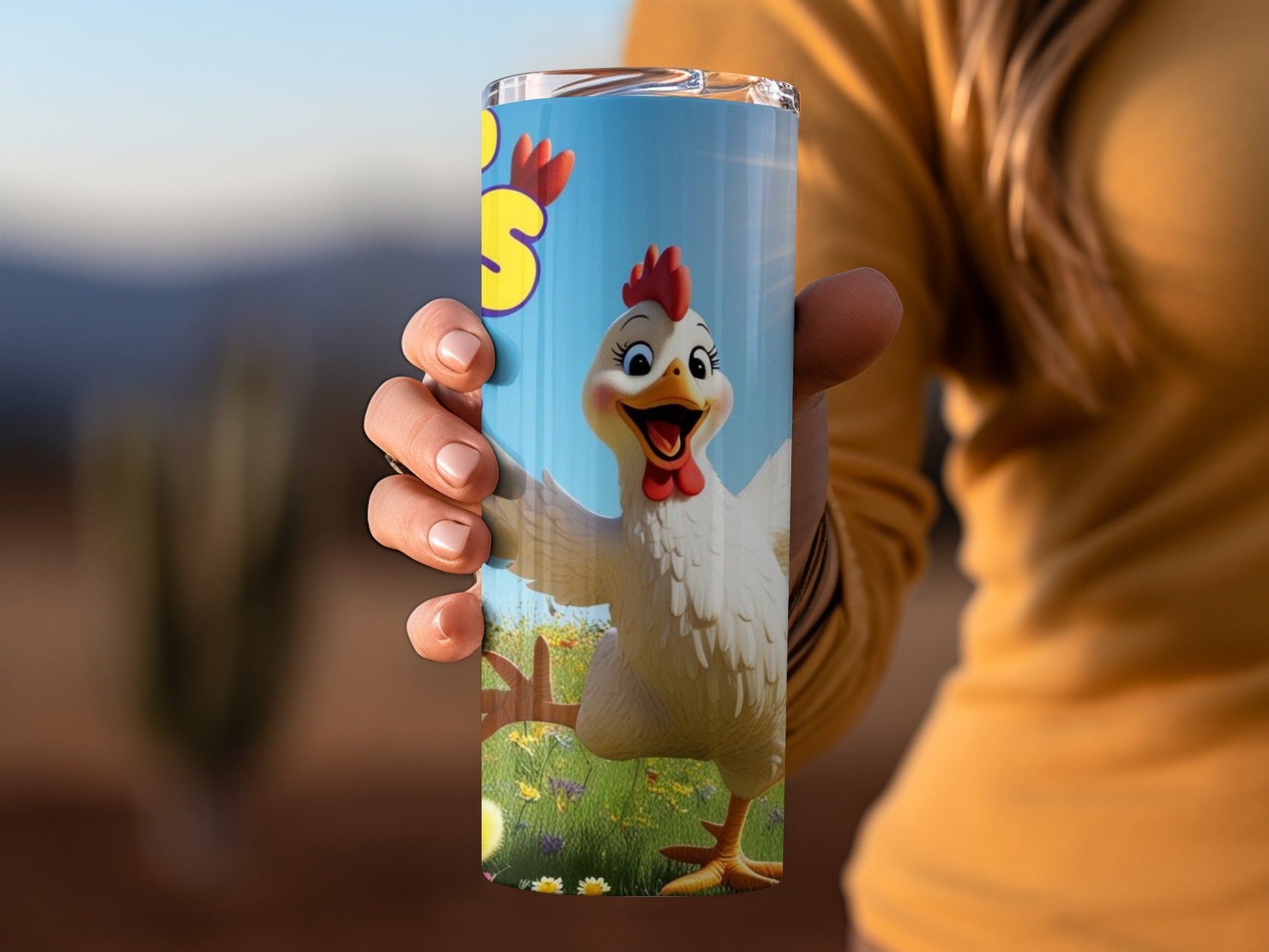 Cheerful Cartoon Chicken Insulated Tumbler Cup Product