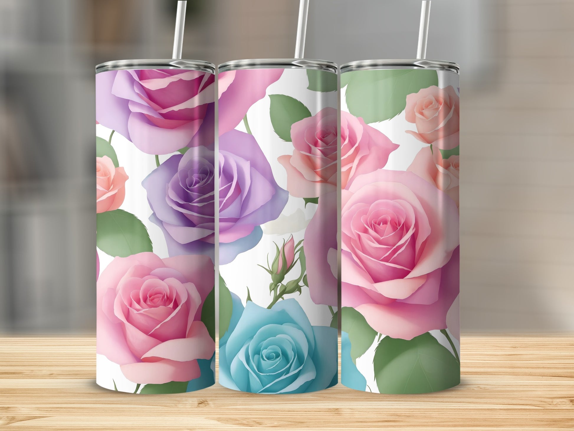 Pastel Rose Floral Pattern Colorful Tumbler product type