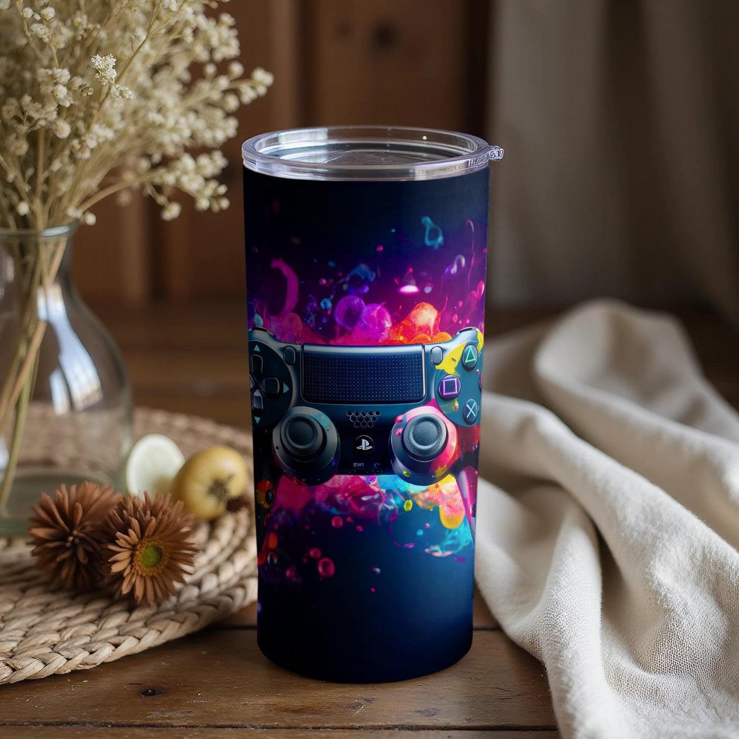 Colorful Gaming Controller Art Design Tumbler