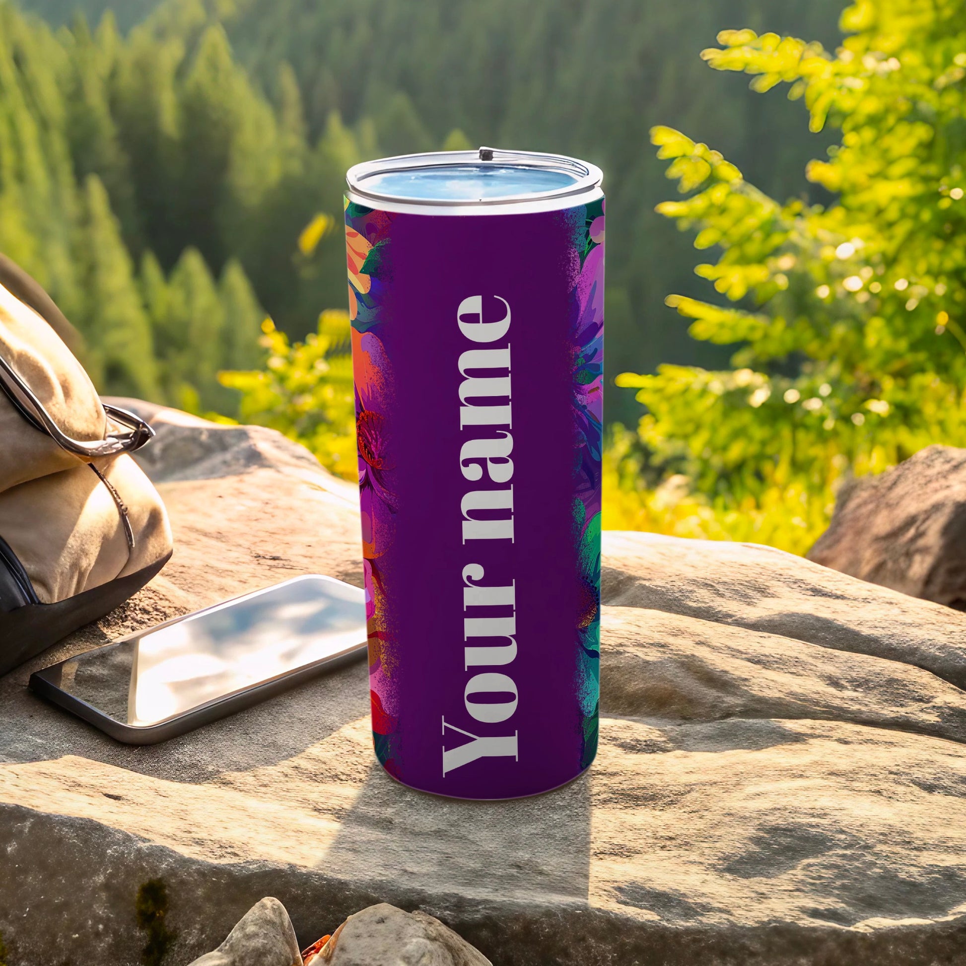 Vibrant Floral Design Personalized Travel Mug