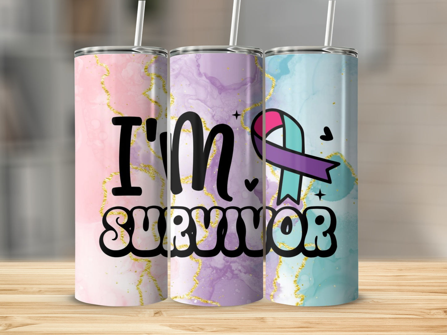 Inspiring I'm a Survivor Colorful Tumblers Set