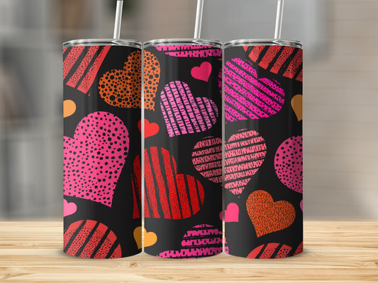 Colorful Heart Patterned Tumblers for Festive Celebrations