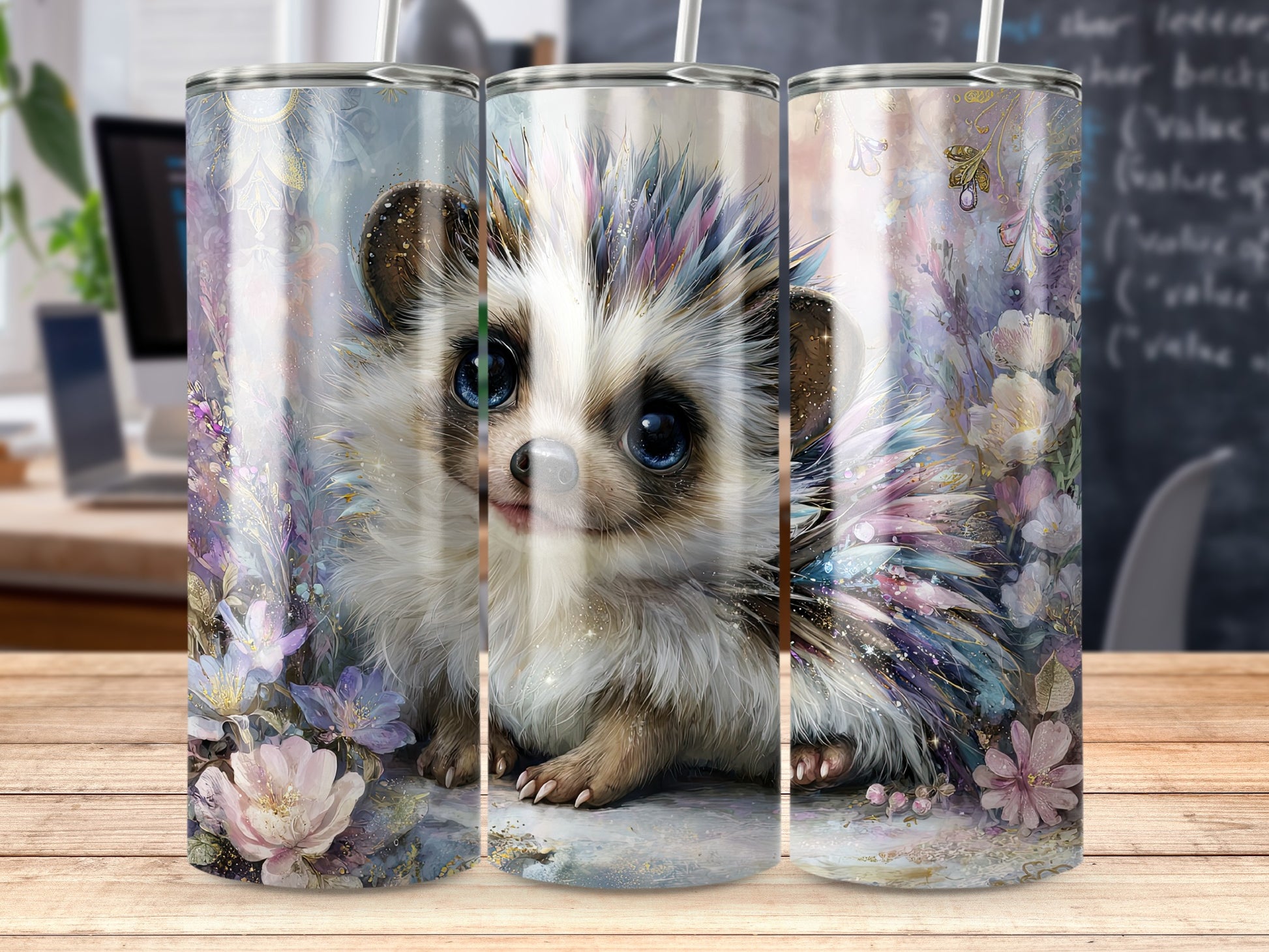 Cute Hedgehog Floral Fantasy Tumbler