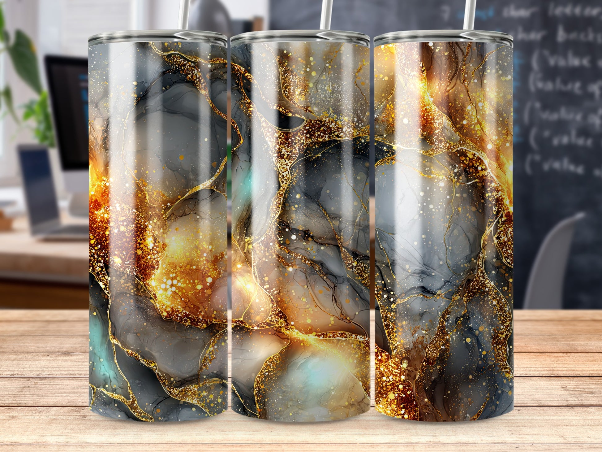 Shimmering Abstract Art Tumbler Stunning Design