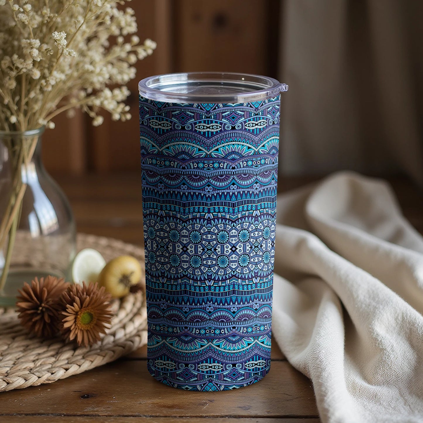 Stylish Geometric Pattern Tumbler with Lid