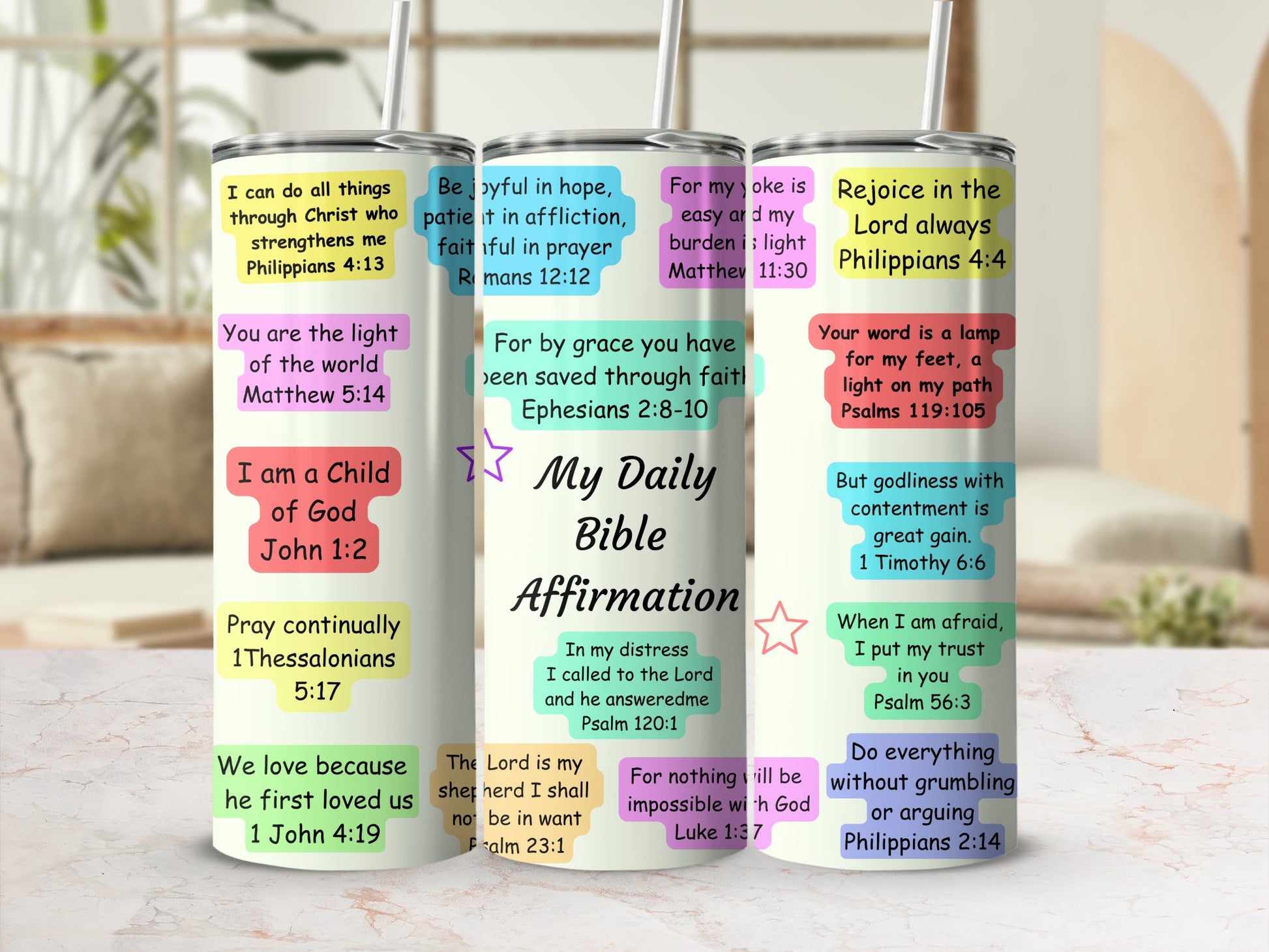 Daily Bible Affirmations Stainless Steel Tumbler