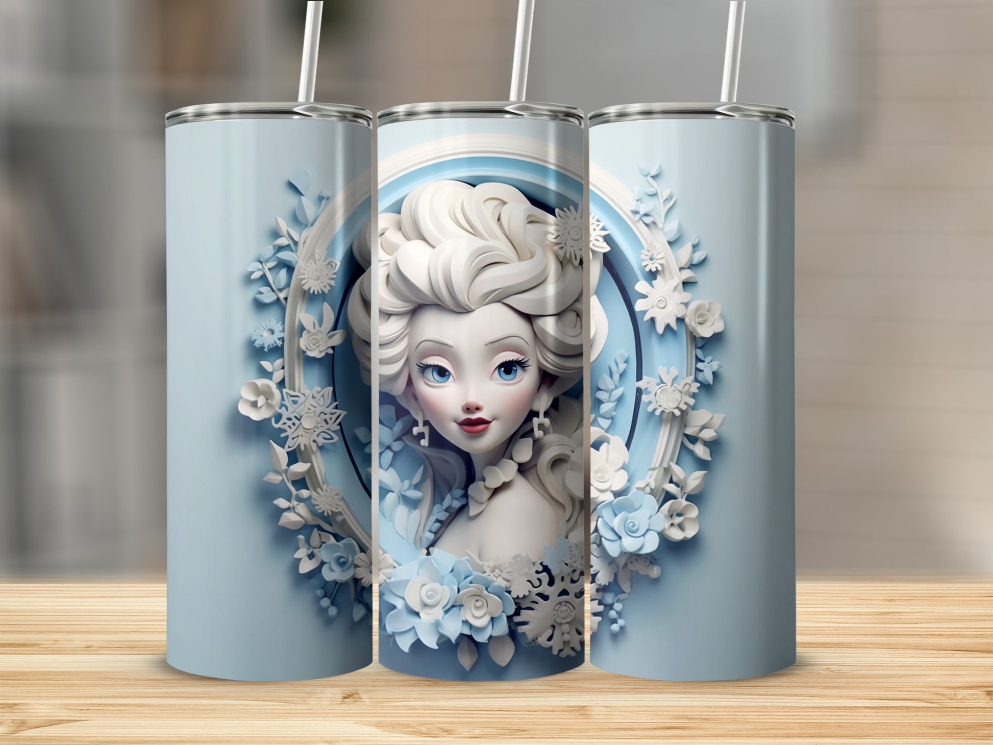 Elegant Floral Winter Princess Stainless Steel Tumbler