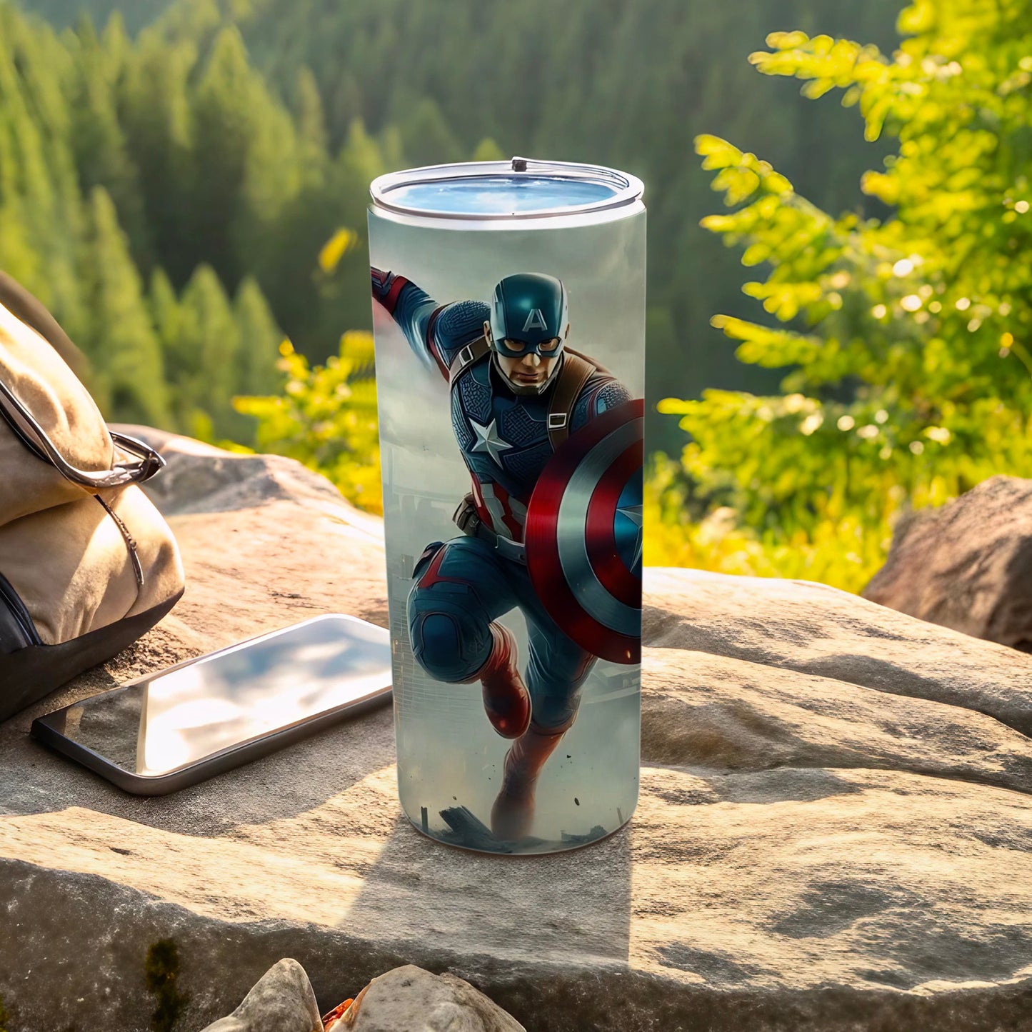 Captain America Shield Design Stainless Steel Tumbler