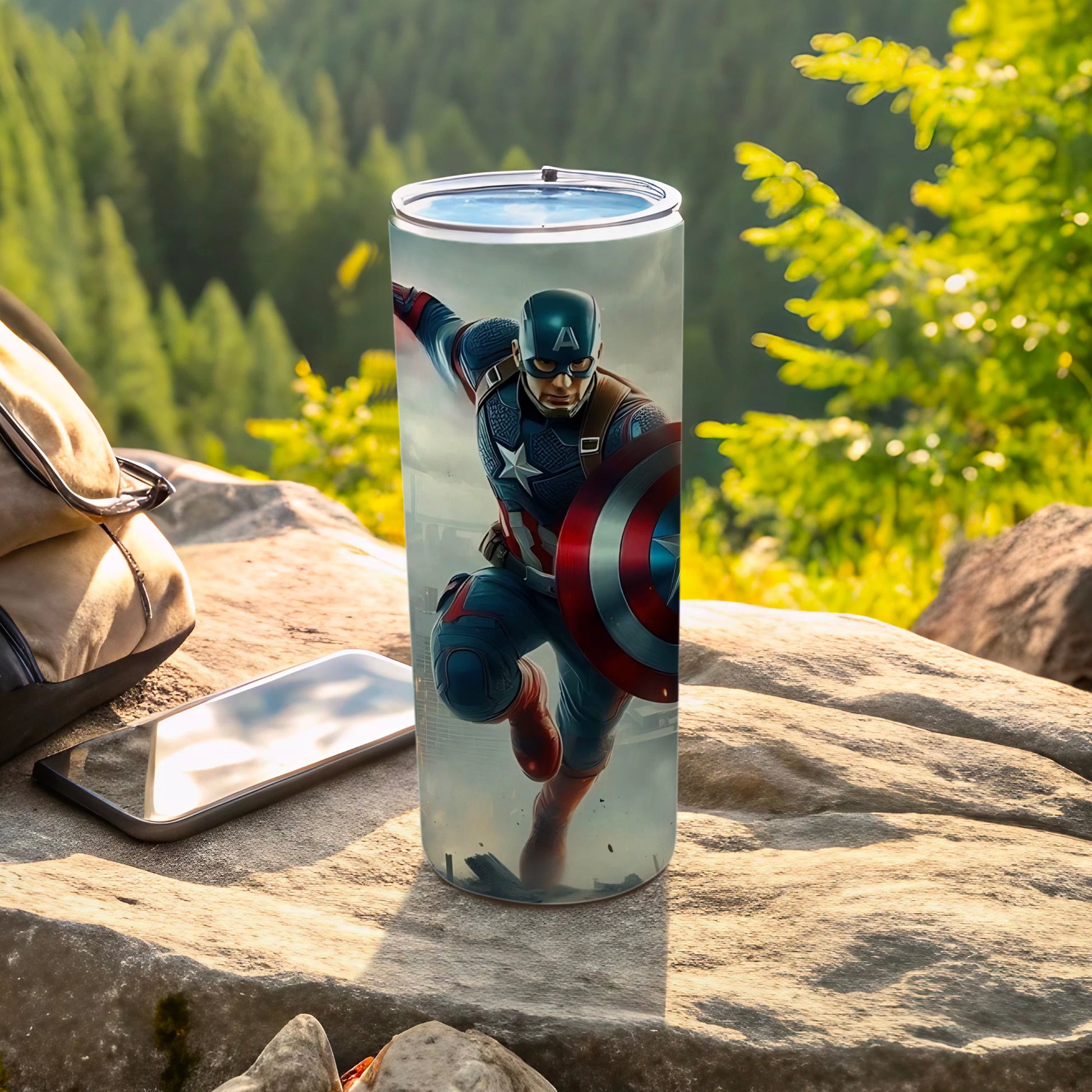Captain America Shield Design Stainless Steel Tumbler
