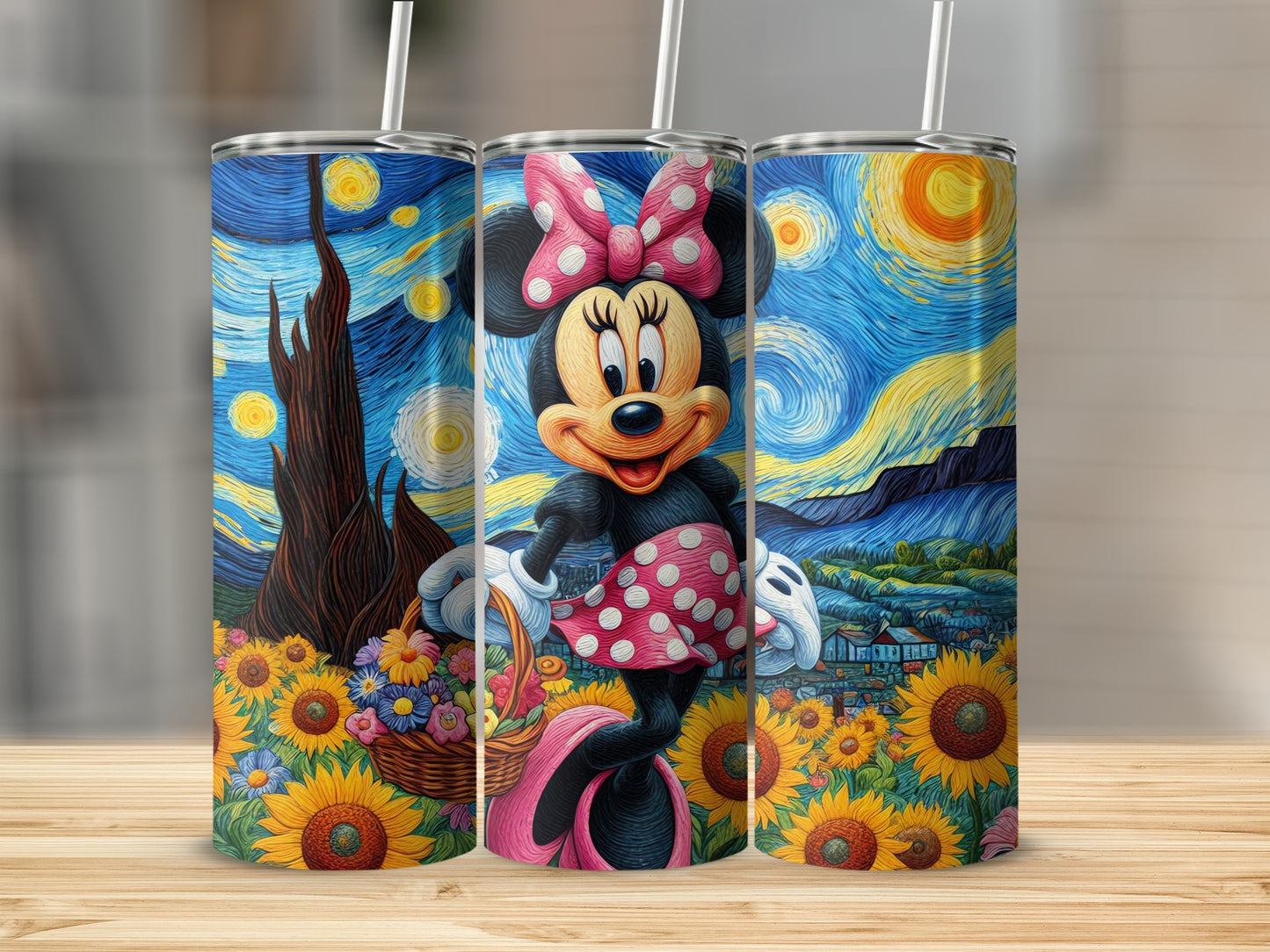 Cute Cartoon Character with Starry Night Design Tumbler