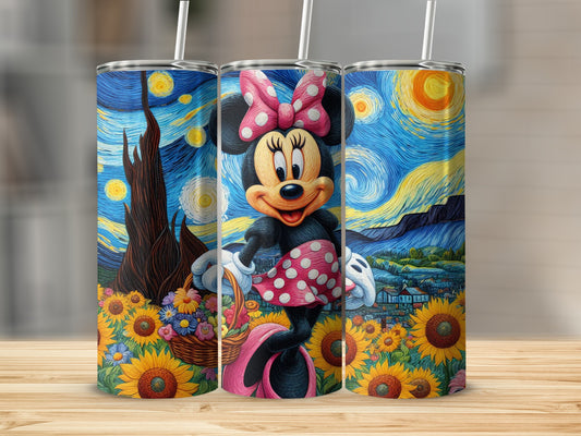 Cute Cartoon Character with Starry Night Design Tumbler