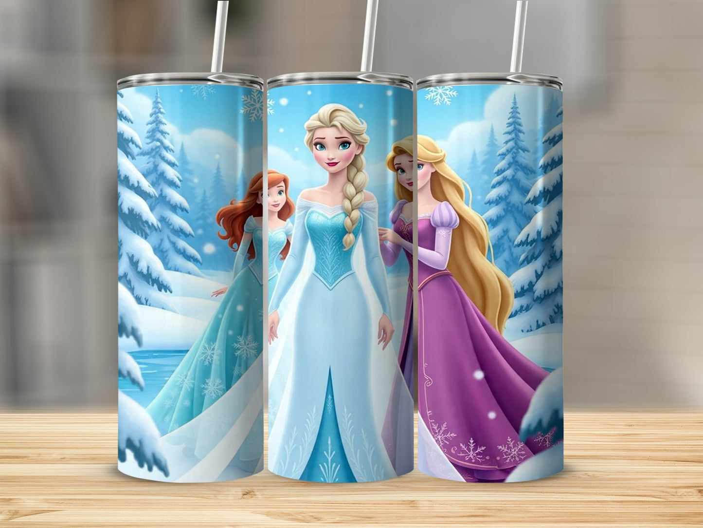 Frozen Princesses Tumbler With Straw Cute Gift Idea
