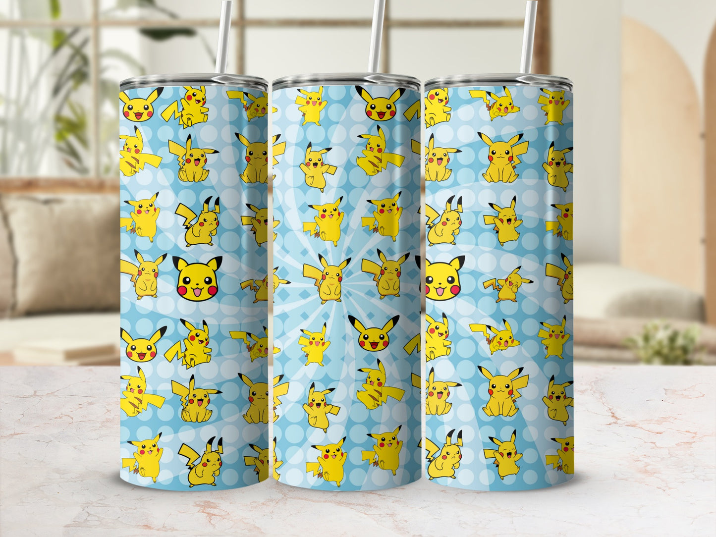 Cute Pikachu-Themed Insulated Drink Container Tumbler