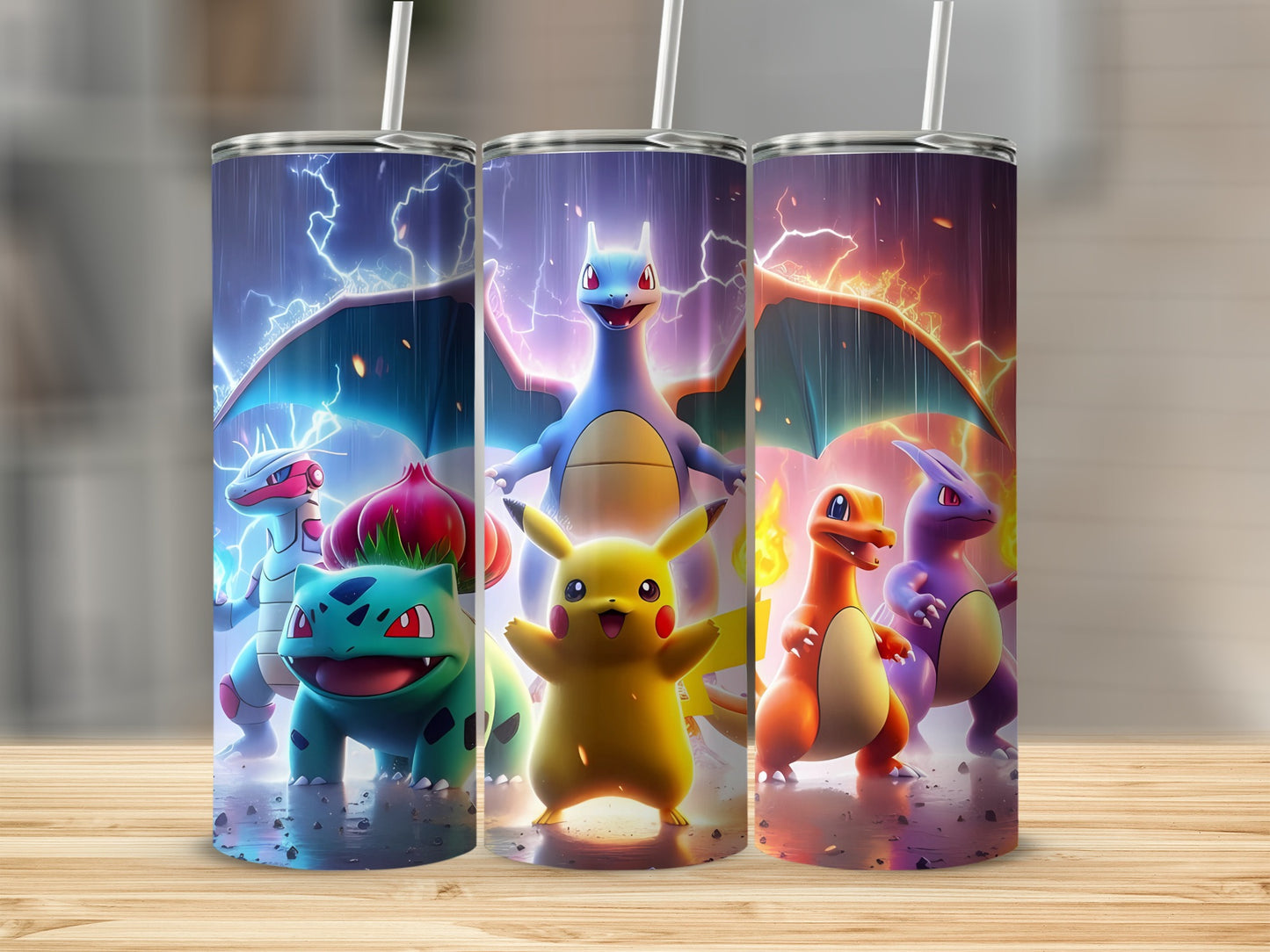 Colorful Pokemon Characters Themed Drinkware Tumblers