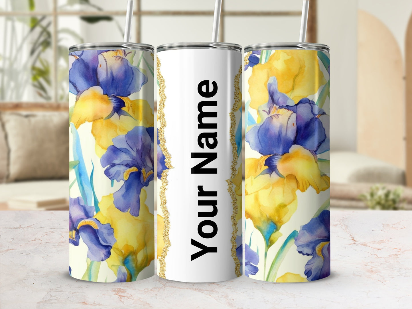 Personalized Floral Design Custom Name Tumbler Cup