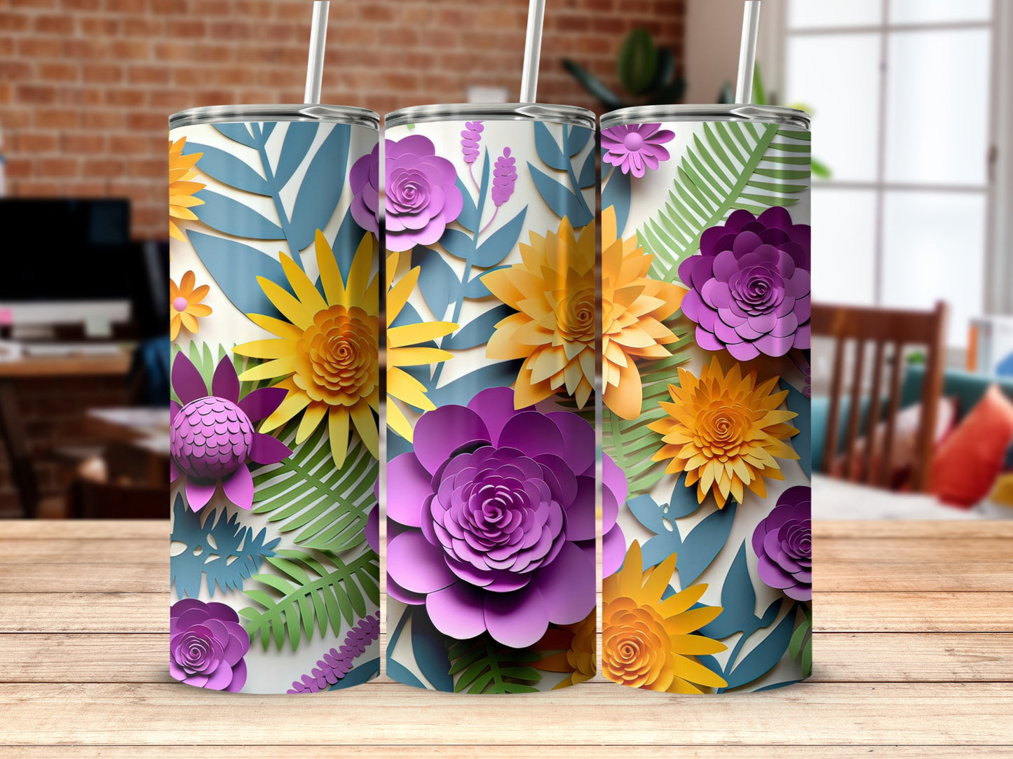 Floral Print Vibrant Slim Tumbler for Everyday Use