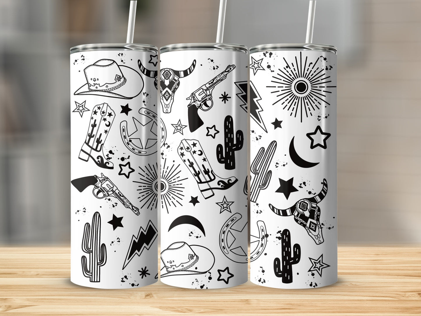 Western Style Patterns Stainless Steel Tumbler