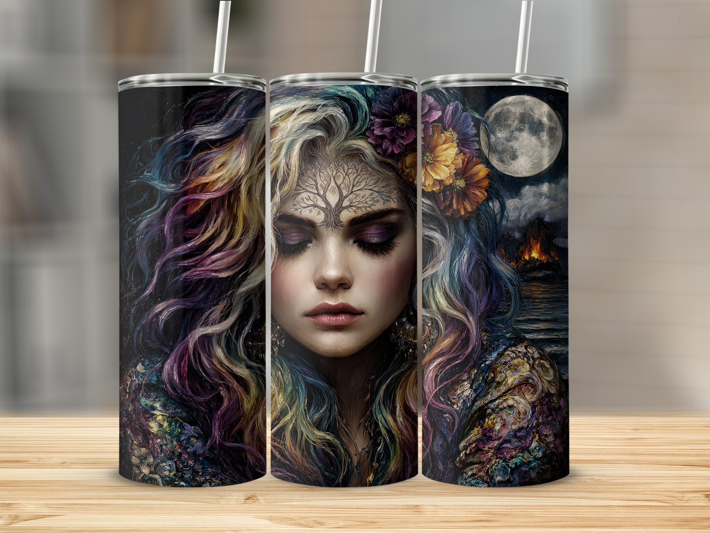 Fantasy Moonlit Woman Art Insulated Tumbler Product