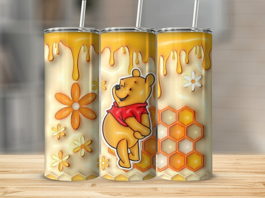 Winnie the Pooh Drip Flowers Honeycomb Fun Design Tumblers
