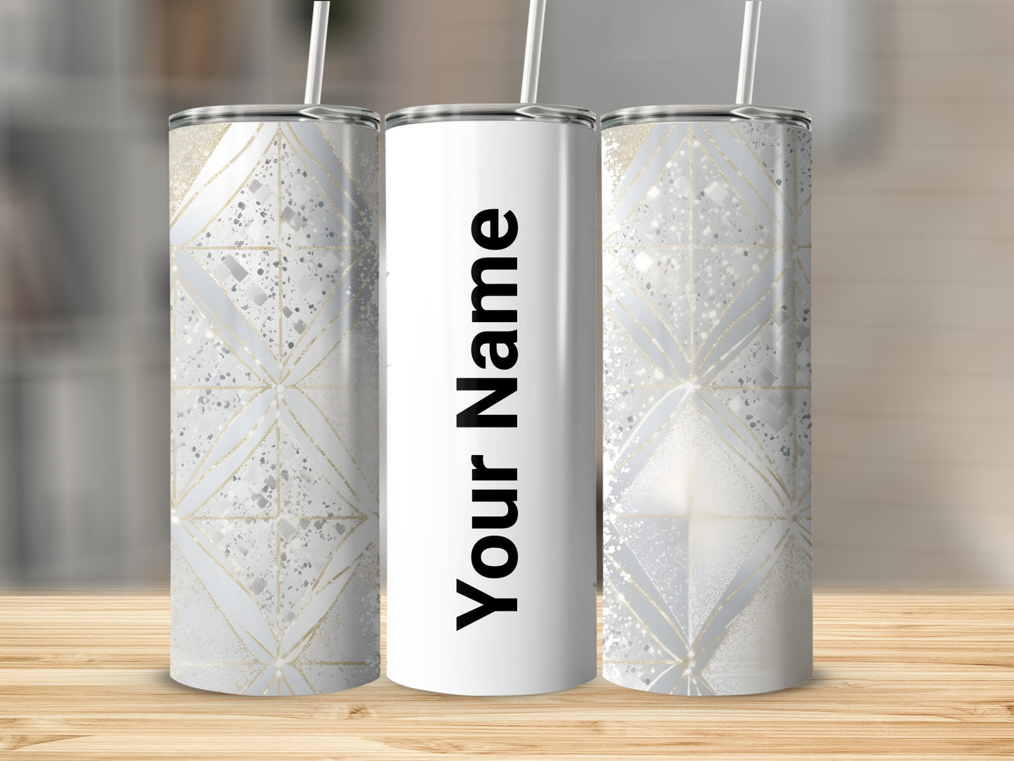 Personalized Geometric Pattern Insulated Tumbler Cup