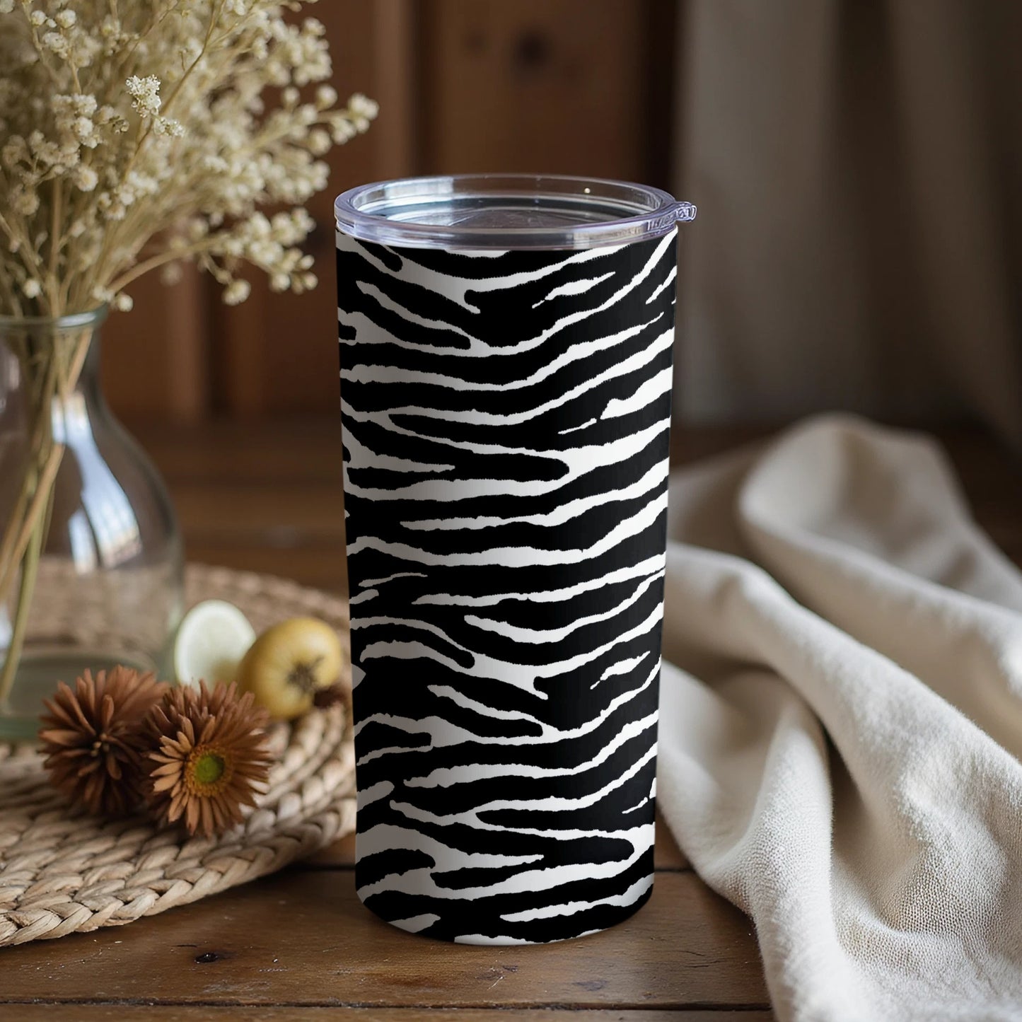 Black and White Zebra Print Tumbler Cup