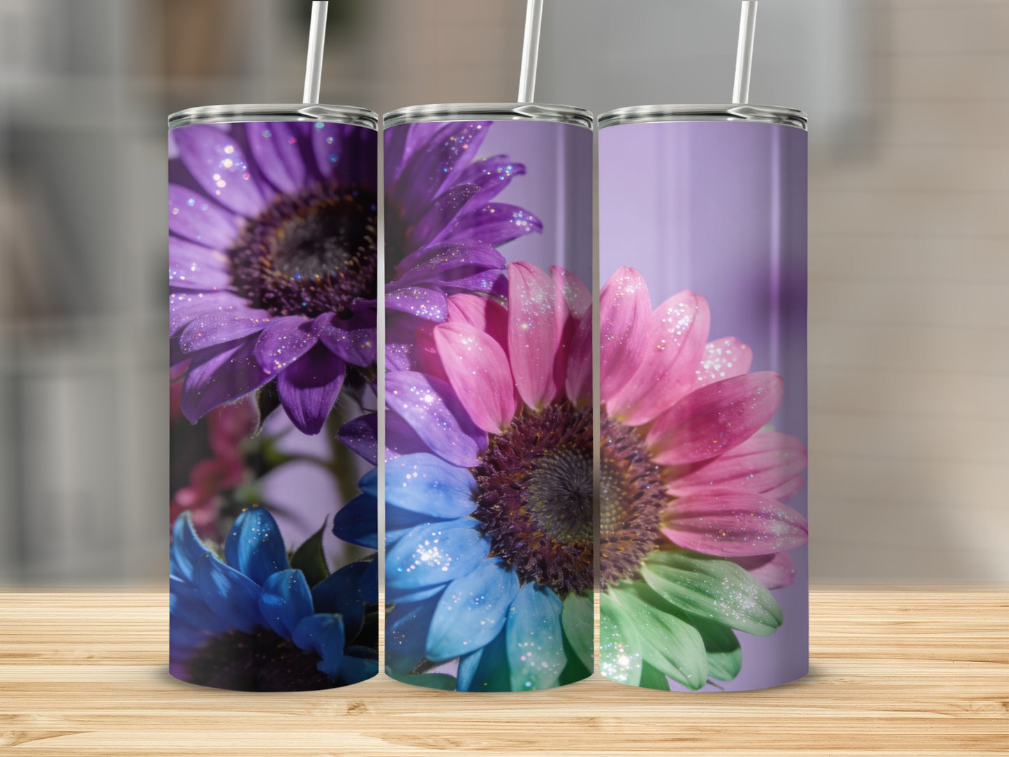 Vibrant Floral Design Skinny Tumbler Cup 20oz Stainless