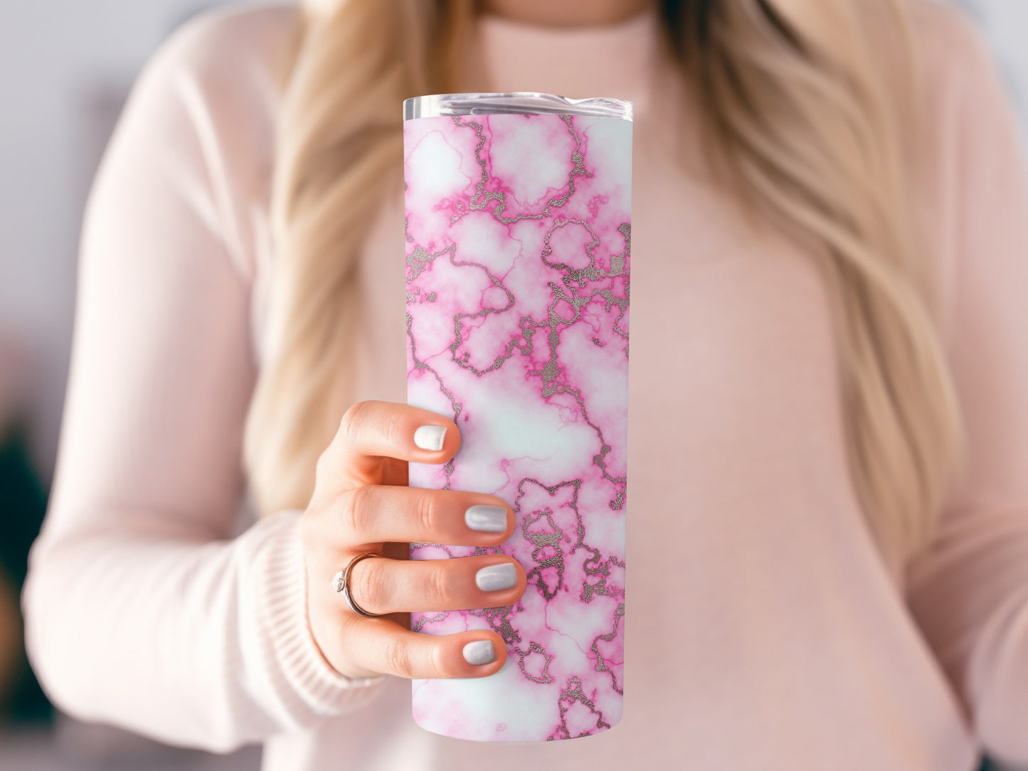 Marble Pink White Gold Veins Decorative Pattern Tumblers