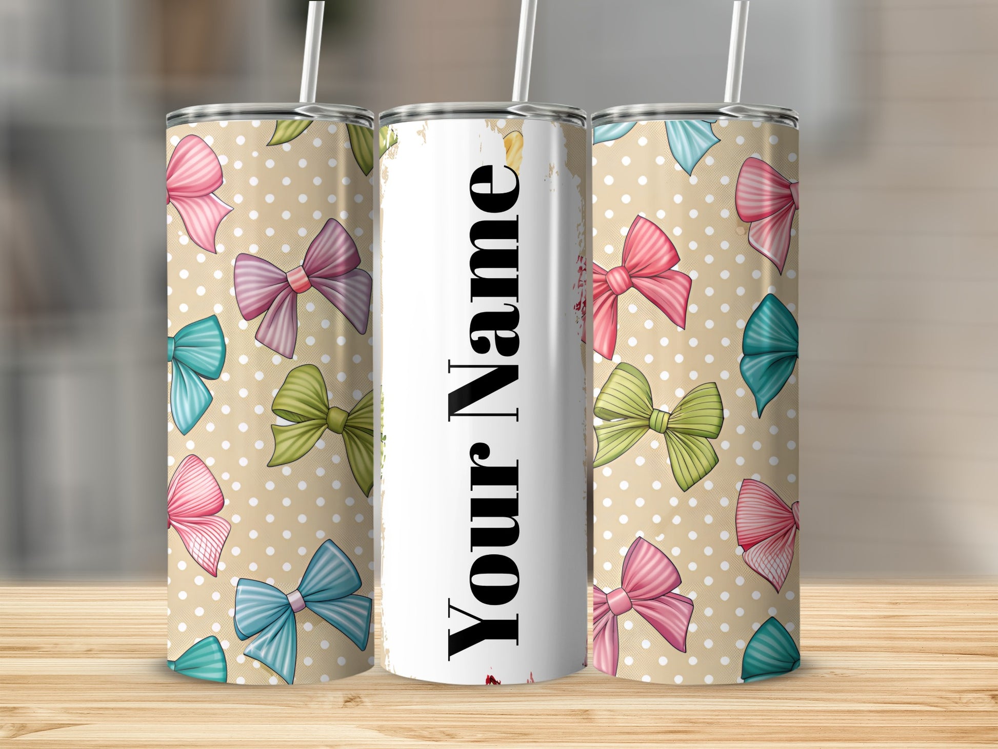 Personalized Colorful Bow Designs Tumbler Cup