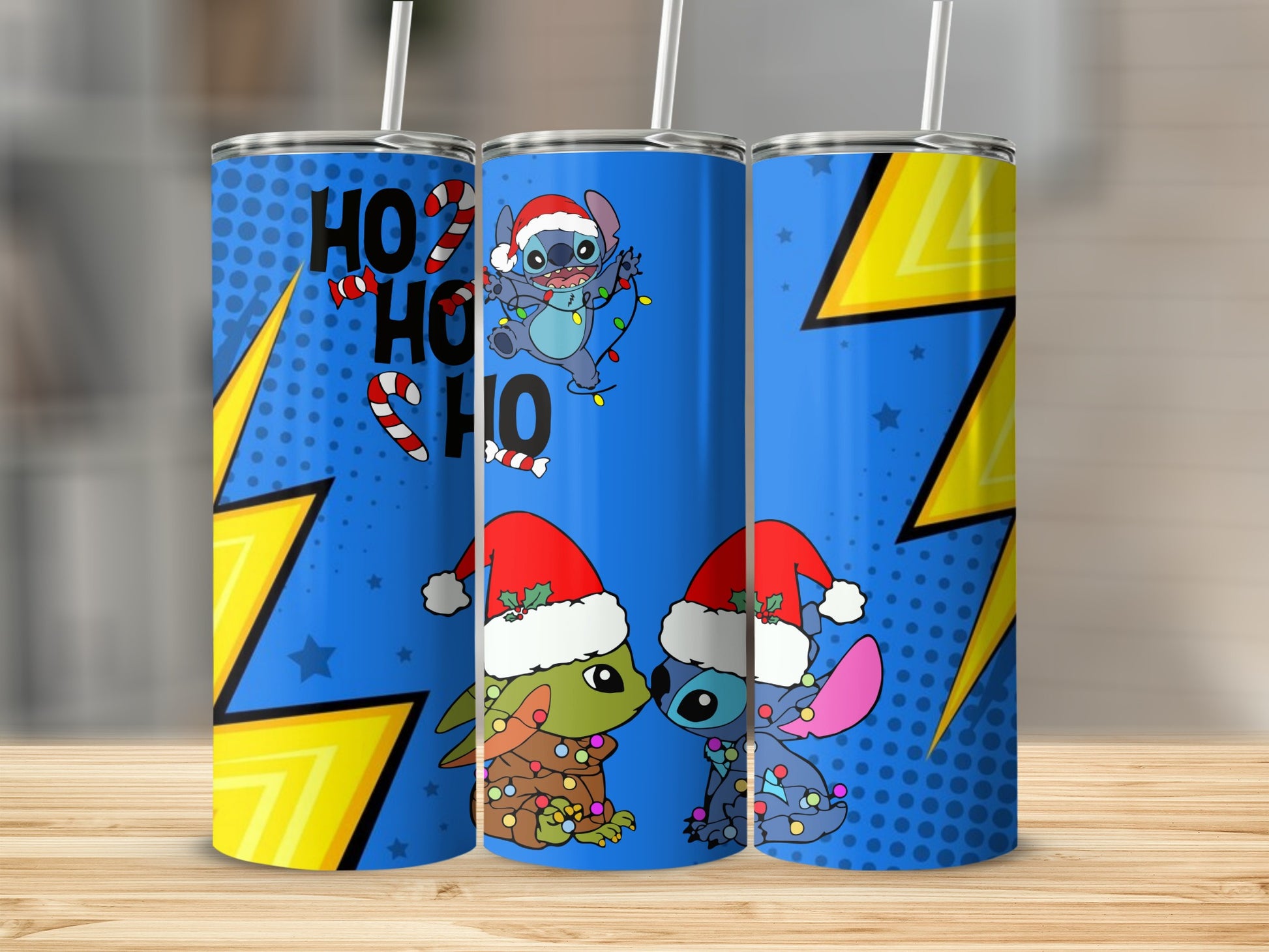 Festive Cartoon Duo Christmas Skinny Tumbler Design