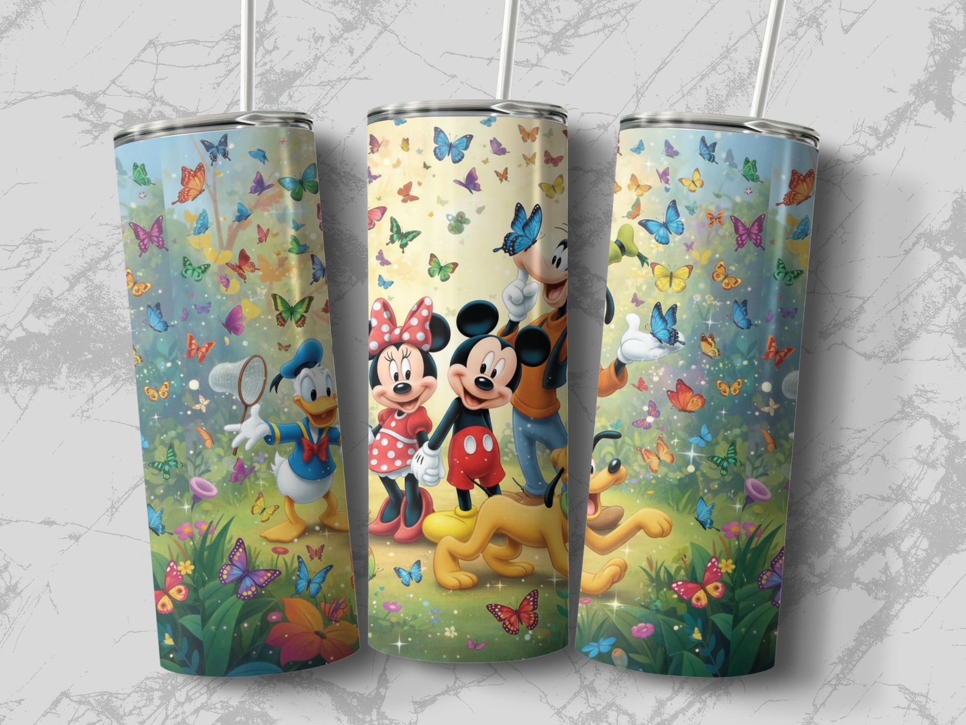 Disney Characters with Butterflies Tumbler Cup