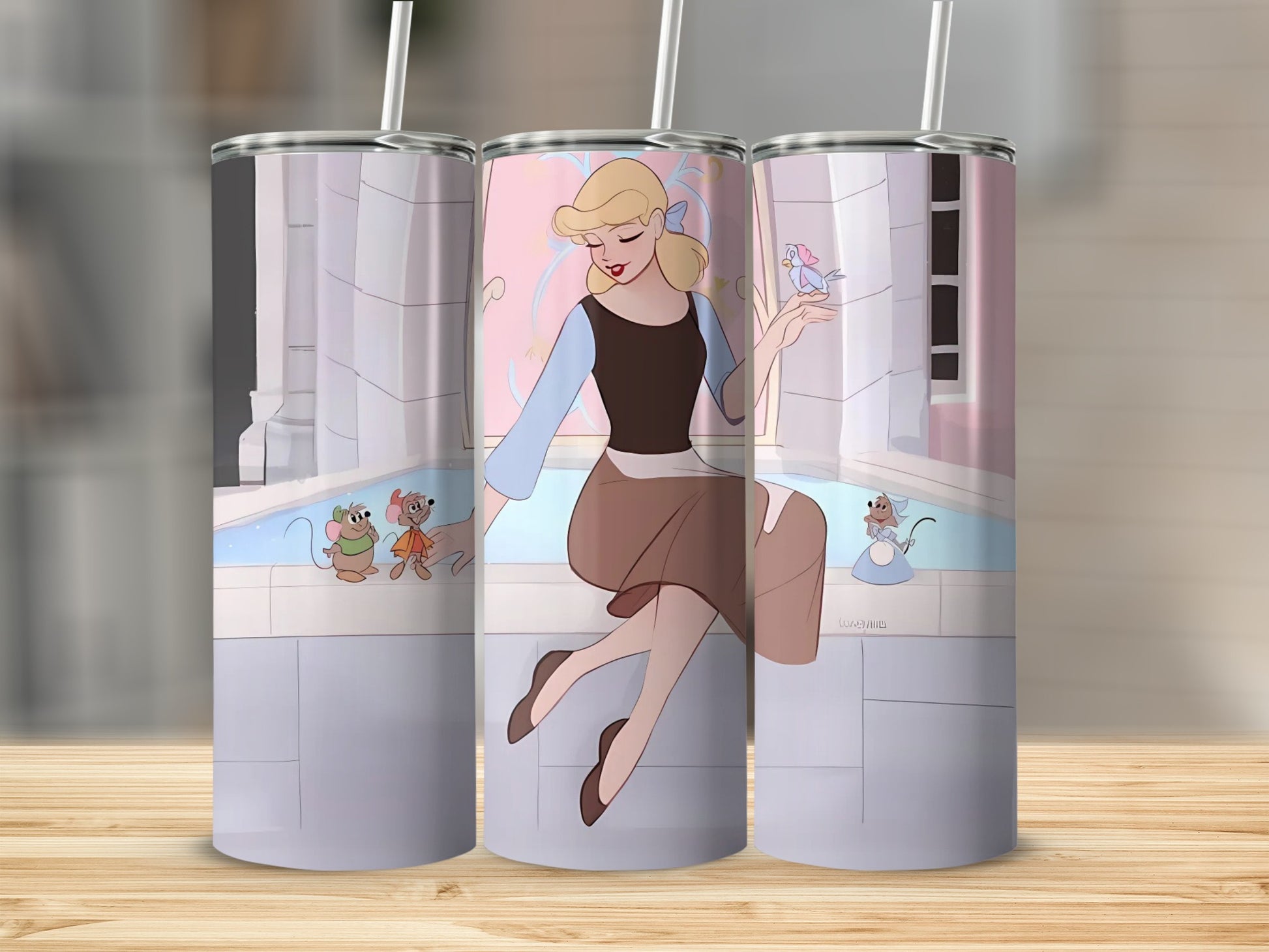 Fairy Tale Princess with Mice Design Tumbler Product