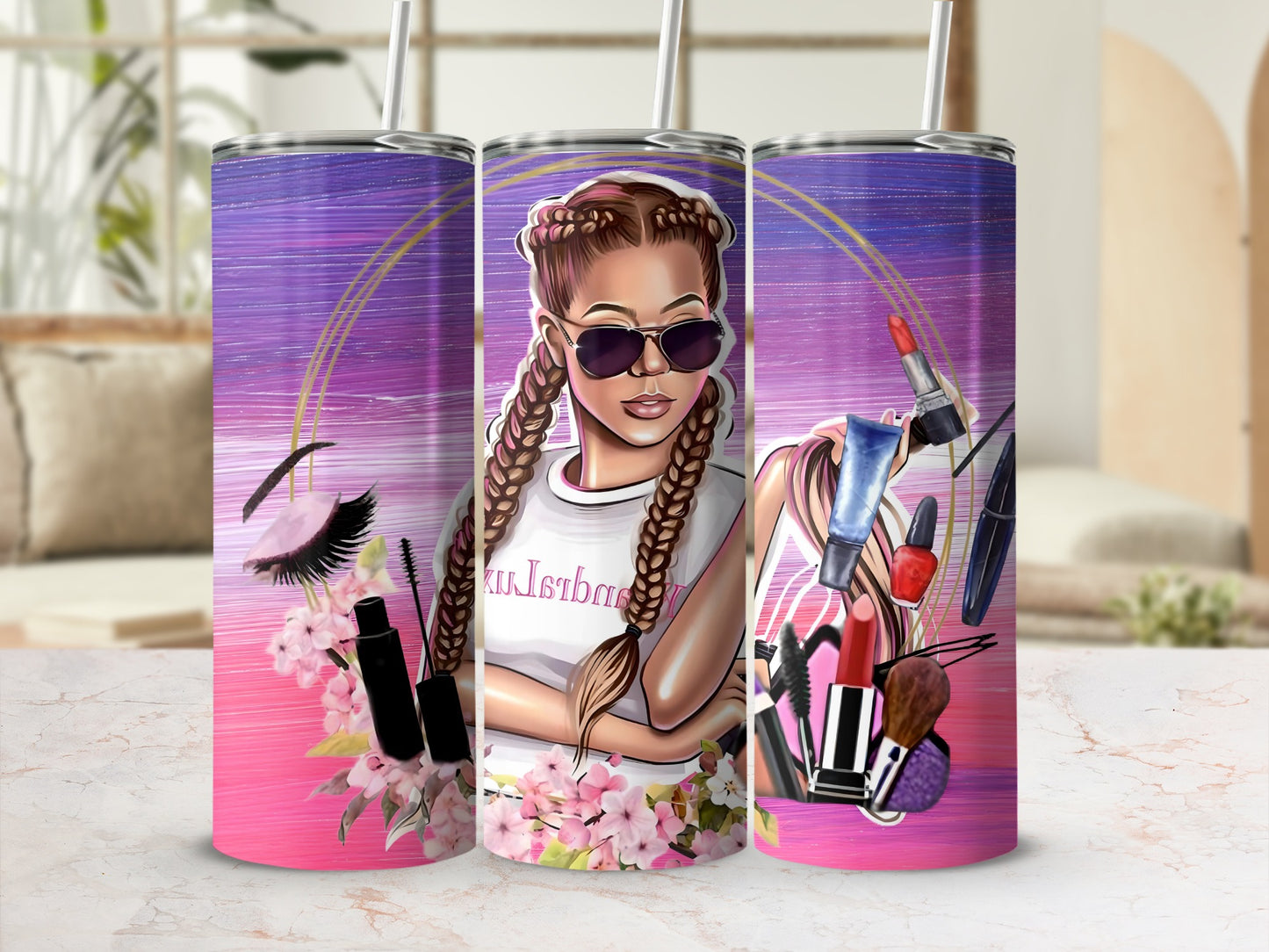 Makeup Accessories Themed Tumbler Custom Design