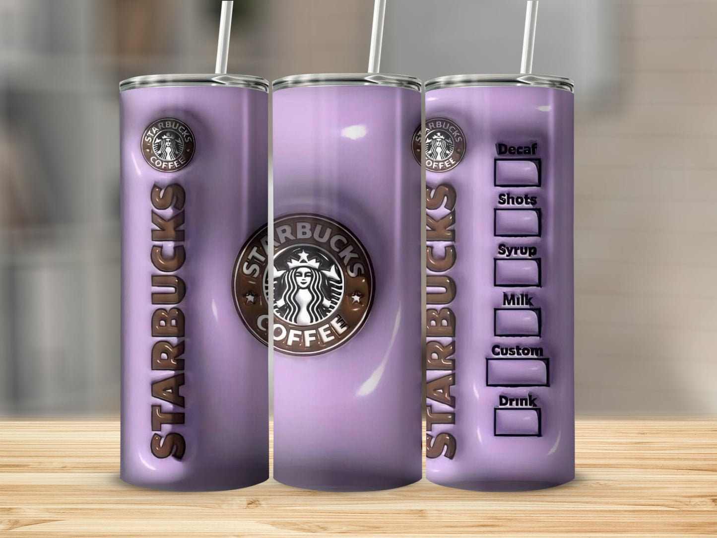Customized Starbucks Tall Purple Tumbler with Straw