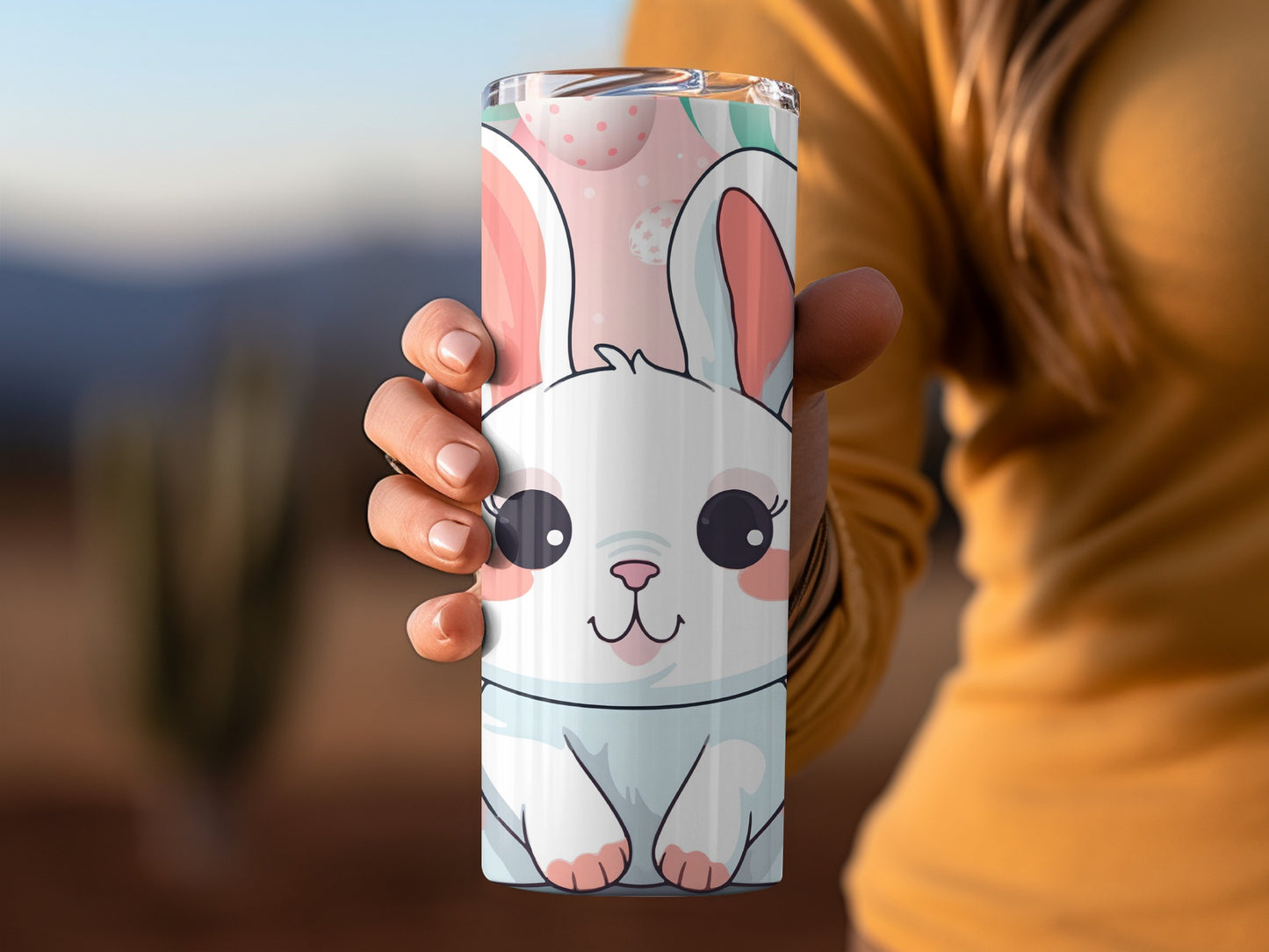Cute Cartoon Bunny Rabbit Print Travel Mug