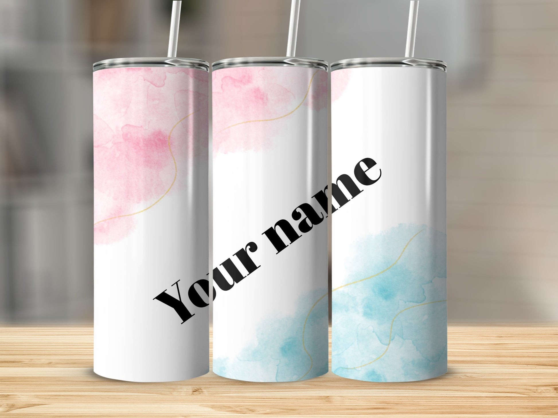 Personalized Name Travel Tumbler with Pastel Designs