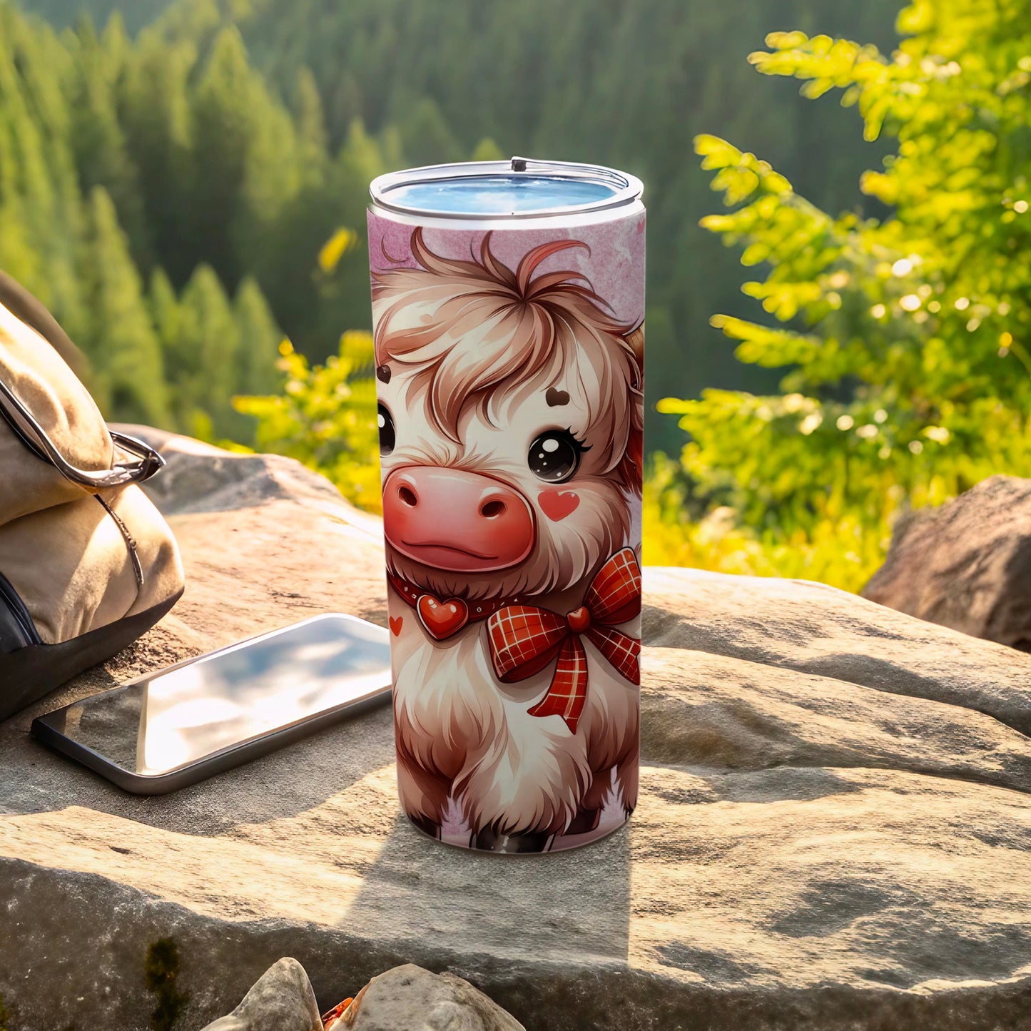 Cute Highland Cow Design Travel Tumbler for Outdoor Use