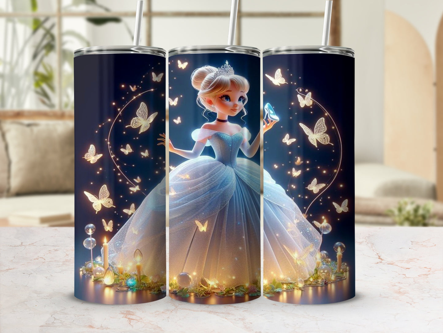 Enchanting Fairy Tale Princess Tumbler with Butterflies