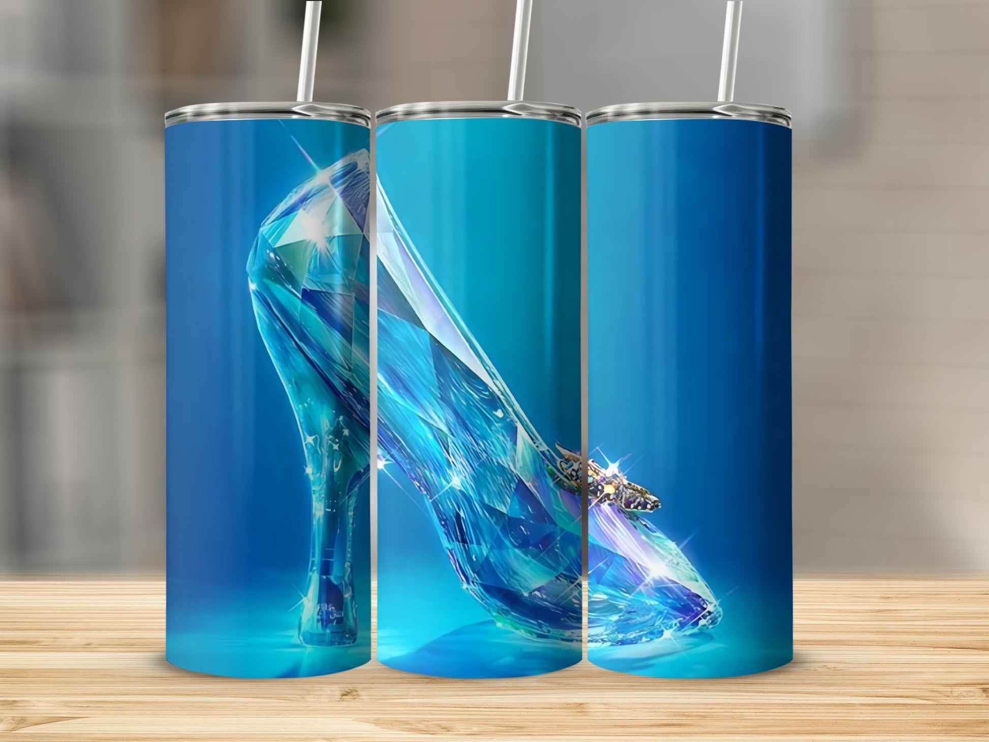 Elegant Crystal Glass Slipper Design Stainless Steel Tumbler