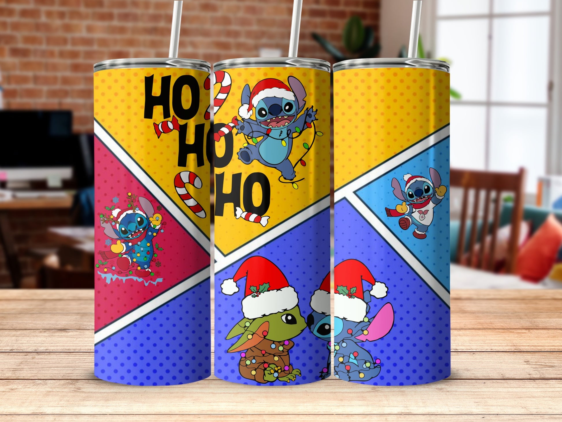 Christmas Cartoon Characters Design Tumbler Cup