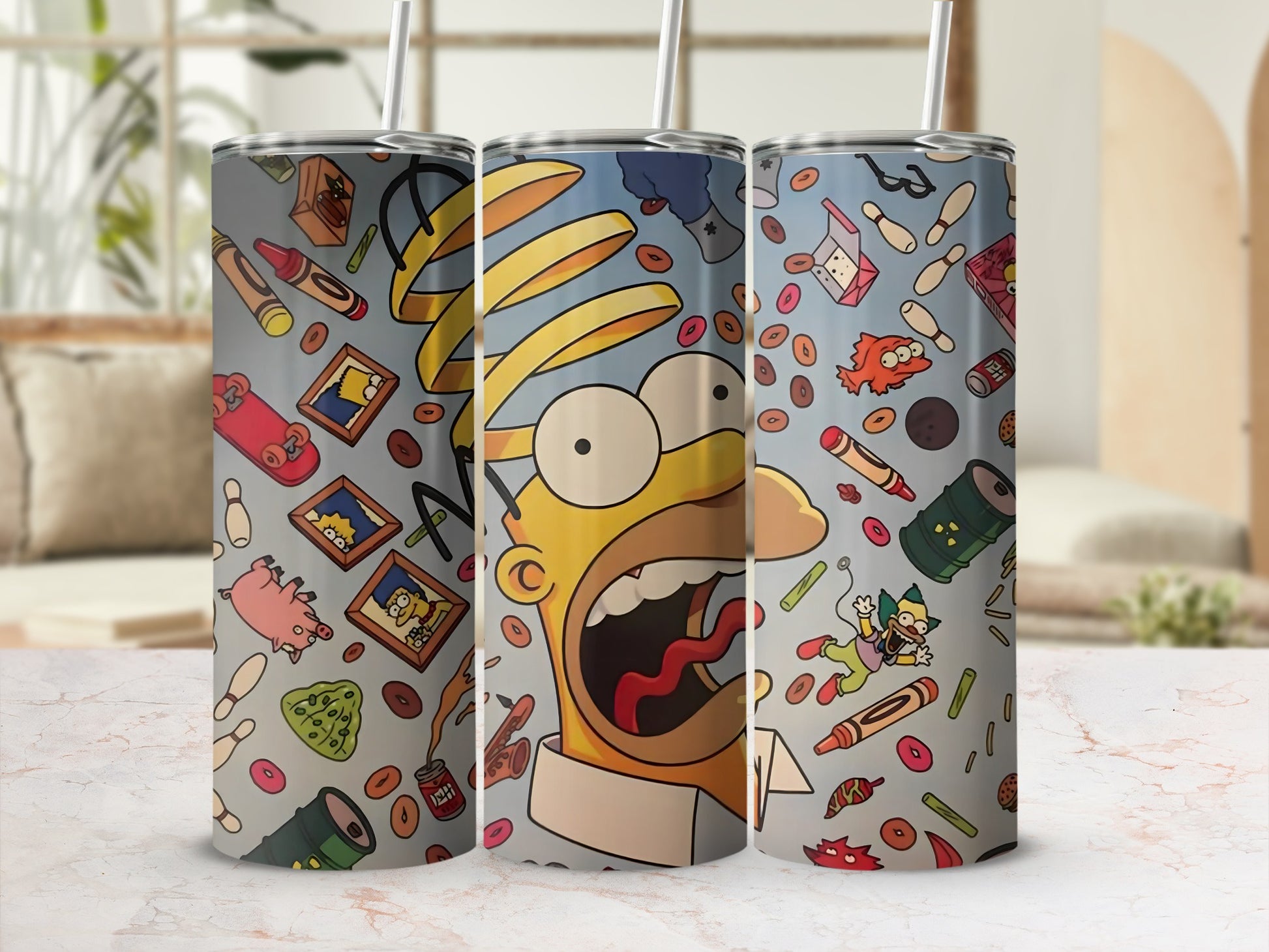 Unique Cartoon Themed Insulated Tumbler with Straw